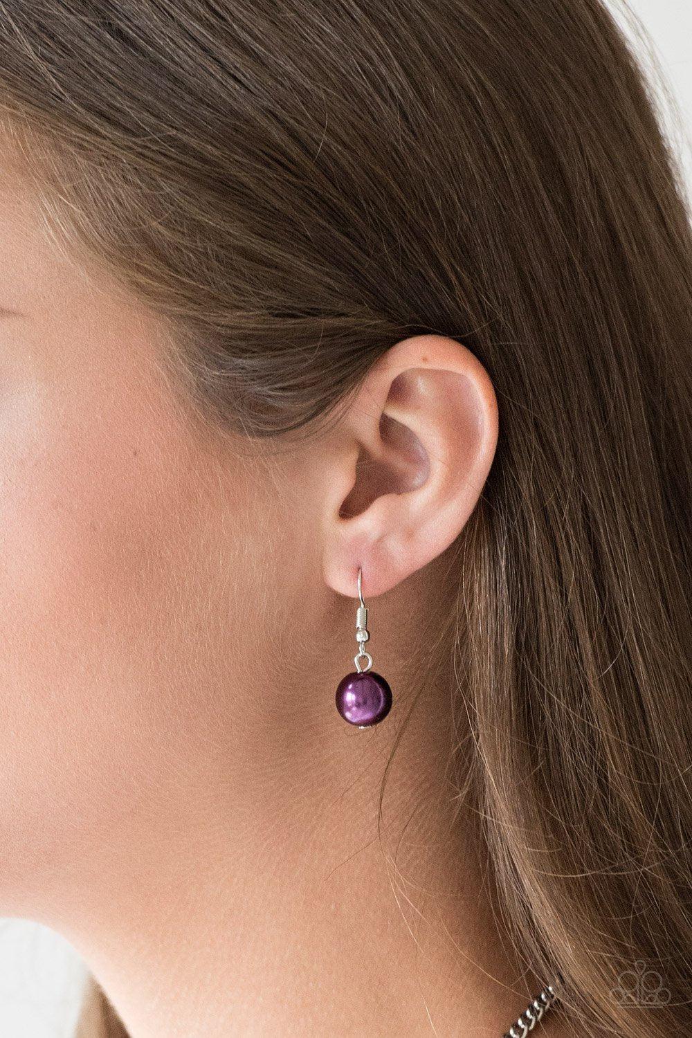 All About Me Purple and Silver Necklace - Paparazzi Accessories - free matching earrings -CarasShop.com - Paparazzi Jewelry by Cara Jewels