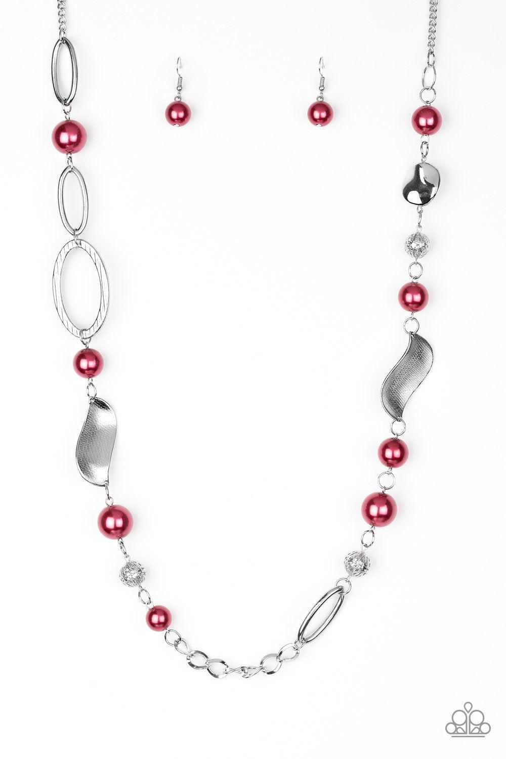 All About Me Red and Silver Necklace - Paparazzi Accessories- lightbox - CarasShop.com - Paparazzi Jewelry by Cara Jewels