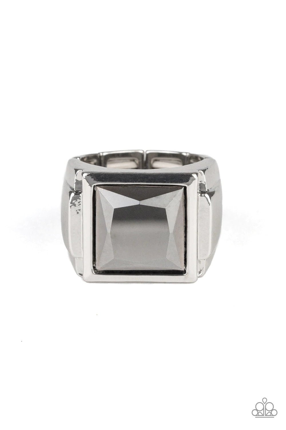 All About The Benjamins Men's Silver Ring - Paparazzi Accessories- lightbox - CarasShop.com - Paparazzi Jewelry by Cara Jewels