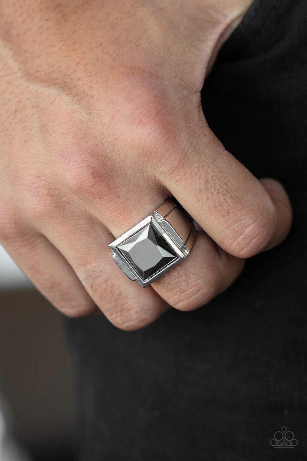 All About The Benjamins Men's Silver Ring - Paparazzi Accessories- lightbox - CarasShop.com - Paparazzi Jewelry by Cara Jewels