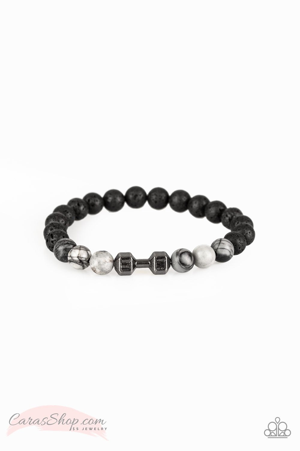 All About The Present Black Lava Rock Bracelet - Paparazzi Accessories- lightbox - CarasShop.com - Paparazzi Jewelry by Cara Jewels