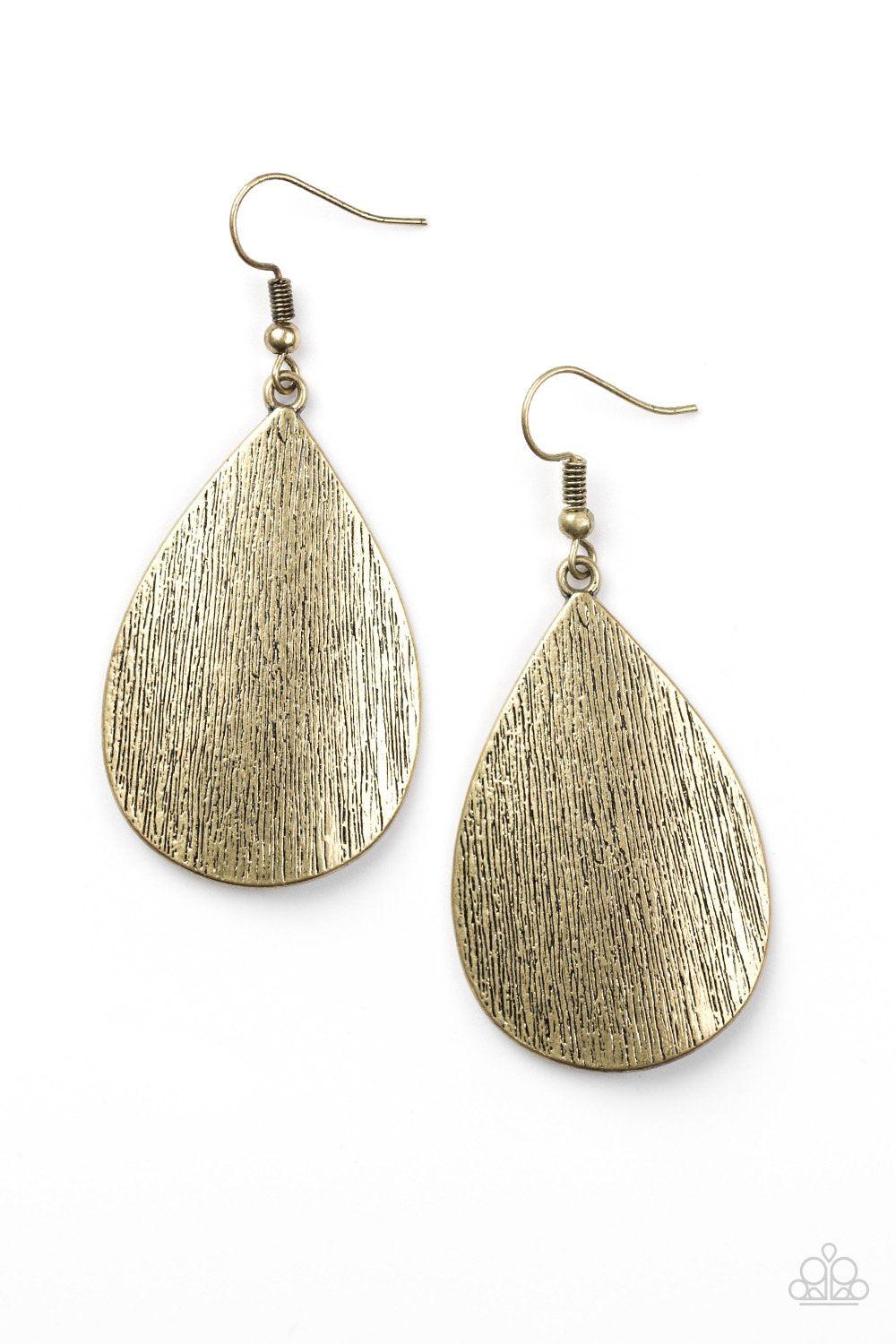 All Allure Brass Teardrop Earrings - Paparazzi Accessories- lightbox - CarasShop.com - Paparazzi Jewelry by Cara Jewels