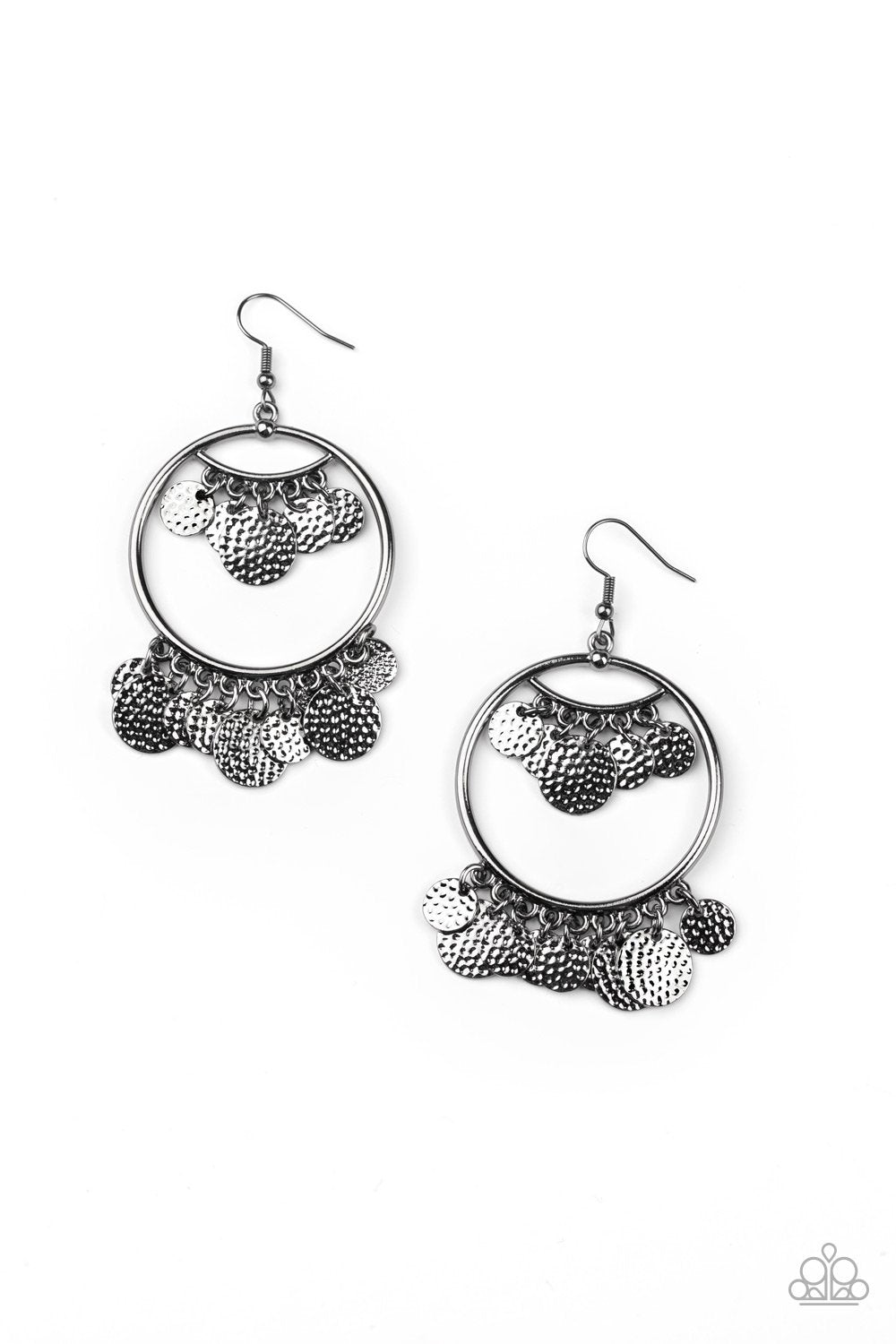 All-Chime High Black Earrings - Paparazzi Accessories- lightbox - CarasShop.com - Paparazzi Jewelry by Cara Jewels