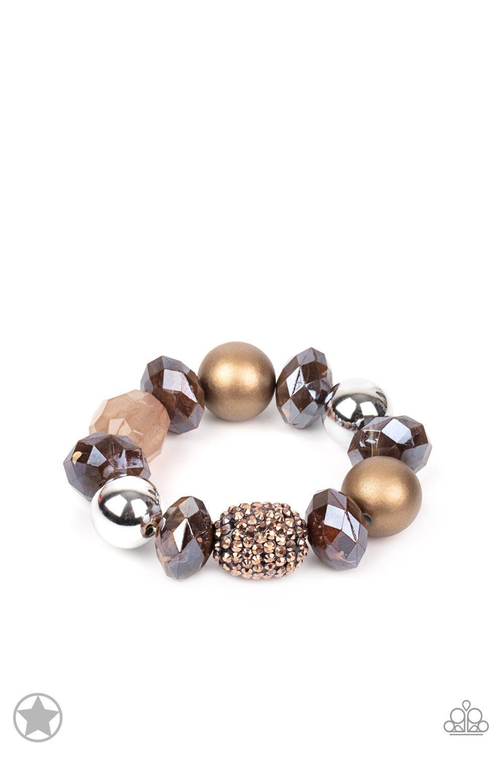 All Cozied Up Copper Bead Bracelet - Paparazzi Accessories- lightbox - CarasShop.com - Paparazzi Jewelry by Cara Jewels