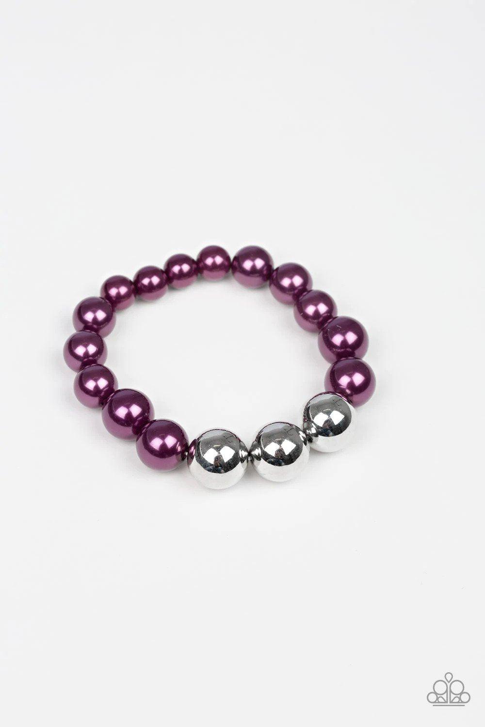 All Dressed UPTOWN Purple Pearl Bracelet - Paparazzi Accessories- lightbox - CarasShop.com - Paparazzi Jewelry by Cara Jewels