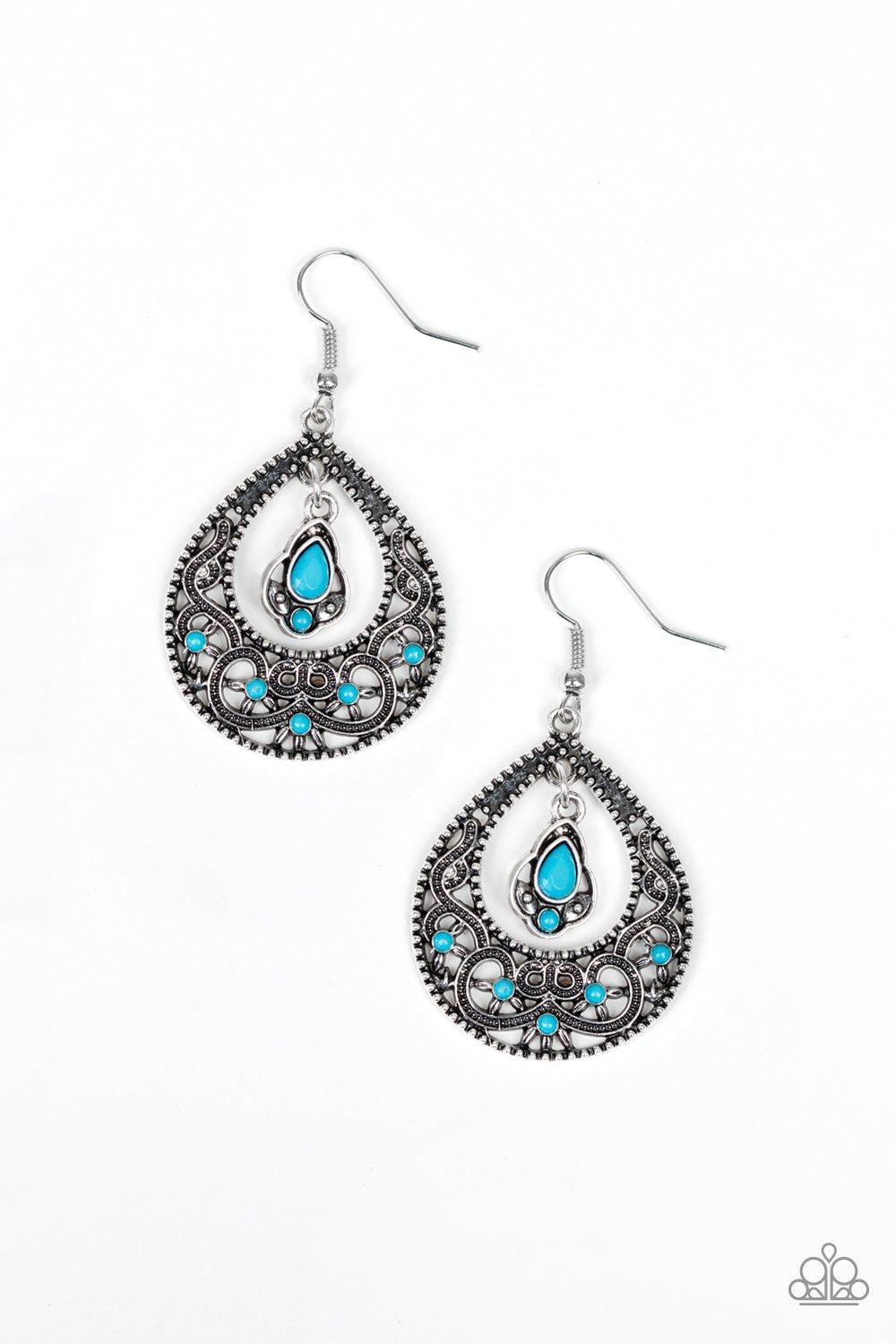 All-Girl Glow Blue and Silver Teardrop Earrings - Paparazzi Accessories- lightbox - CarasShop.com - Paparazzi Jewelry by Cara Jewels