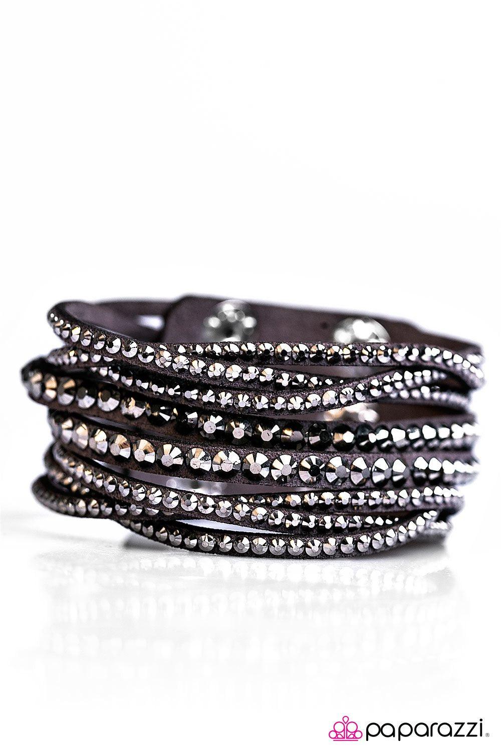 All Hairspray and Glitter Silver and Hematite Urban Wrap Snap Bracelet - Paparazzi Accessories- lightbox - CarasShop.com - Paparazzi Jewelry by Cara Jewels