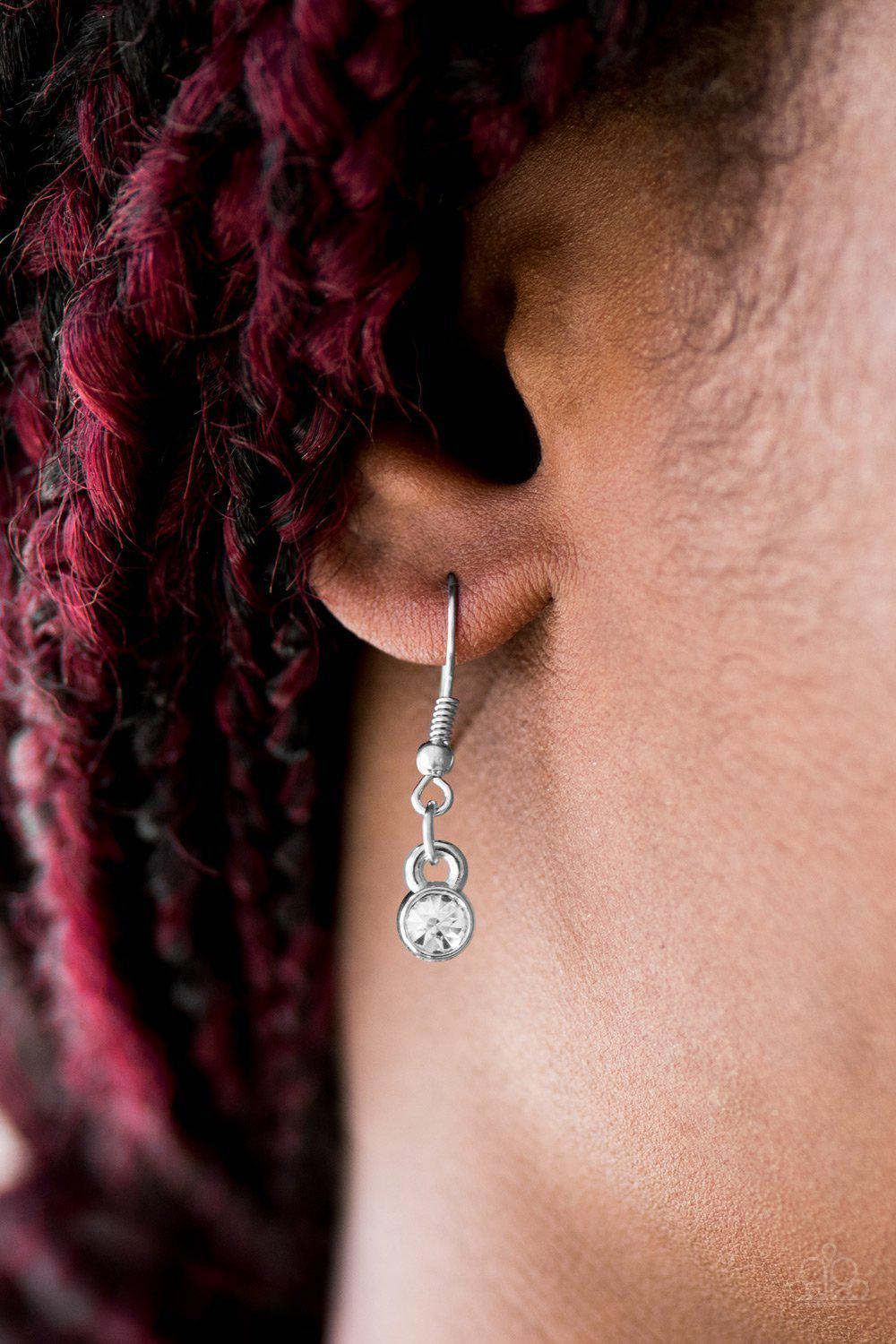 All I Need Is Glitter White Rhinestone Necklace - Paparazzi Accessories - free matching earrings -CarasShop.com - Paparazzi Jewelry by Cara Jewels
