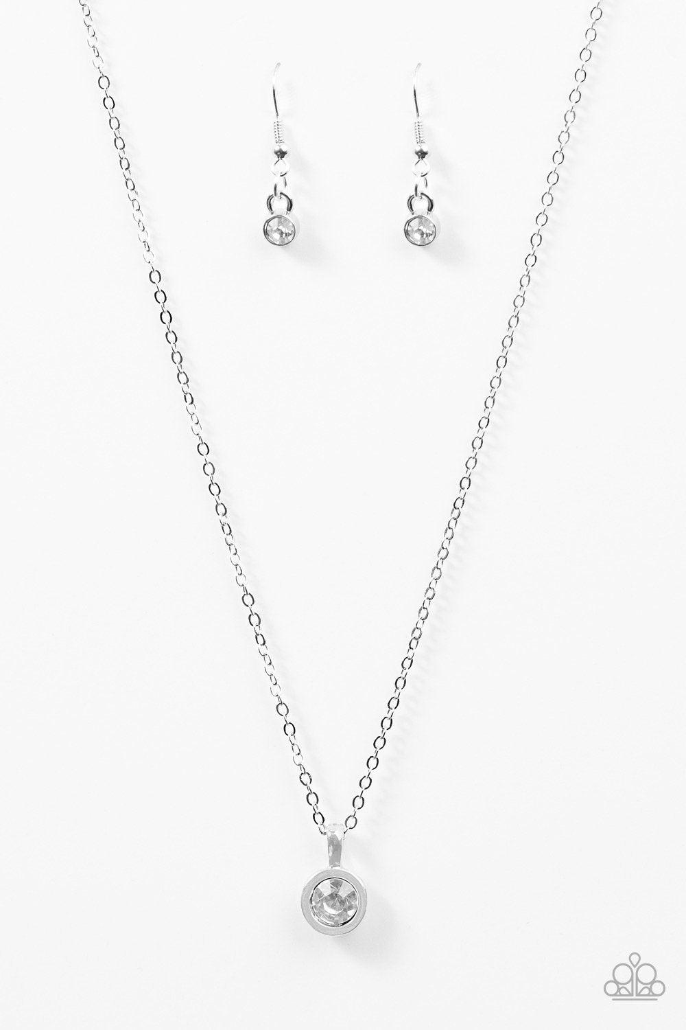 All I Need Is Glitter White Rhinestone Necklace - Paparazzi Accessories- lightbox - CarasShop.com - Paparazzi Jewelry by Cara Jewels