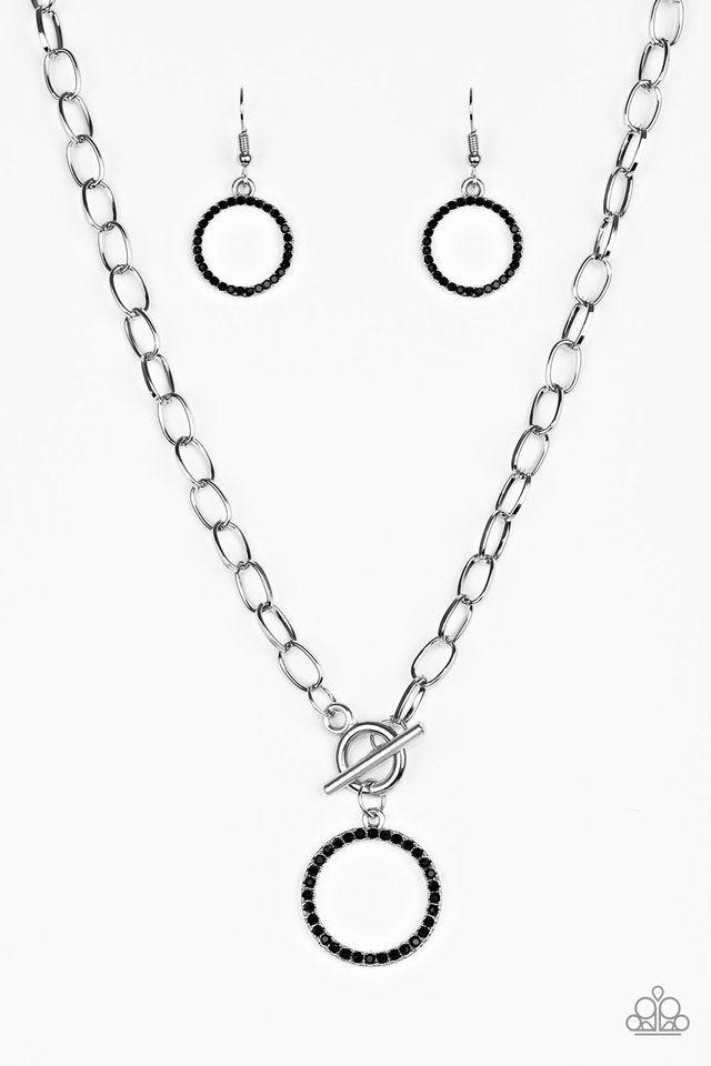 All In Favor Black Rhinestone Necklace - Paparazzi Accessories- lightbox - CarasShop.com - Paparazzi Jewelry by Cara Jewels