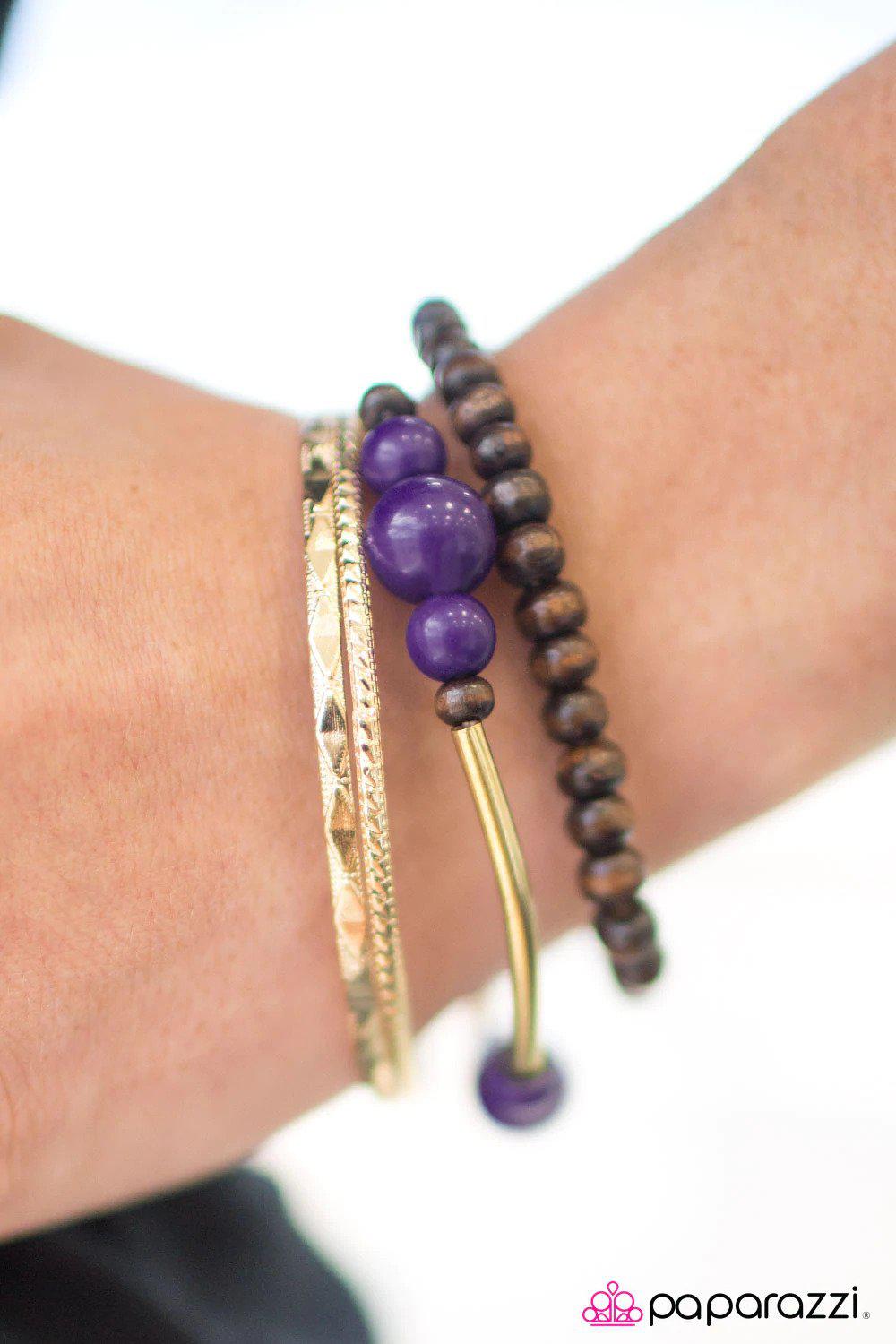 All or Nothing Purple Bracelet - Paparazzi Accessories- on model - CarasShop.com - Paparazzi Jewelry by Cara Jewels