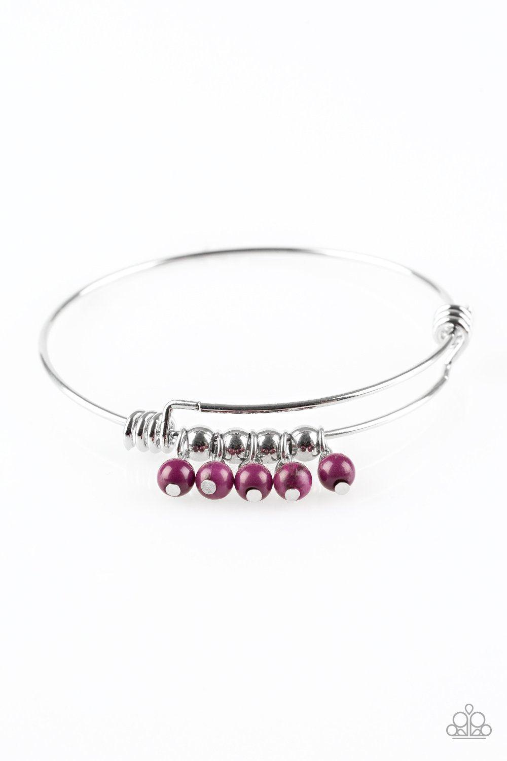 All Roads Lead to ROAM Purple Charm Bangle Bracelet - Paparazzi Accessories- lightbox - CarasShop.com - Paparazzi Jewelry by Cara Jewels