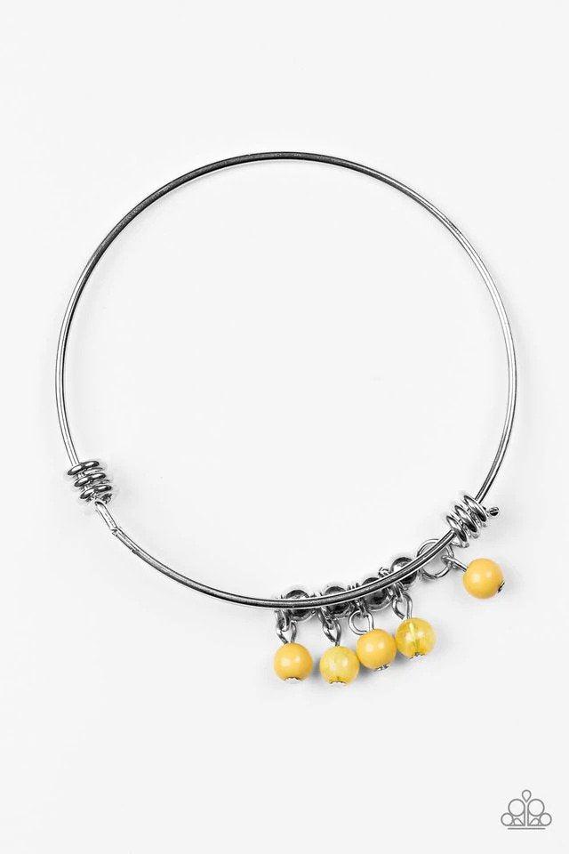 All Roads Lead To ROAM Yellow Bracelet - Paparazzi Accessories- lightbox - CarasShop.com - Paparazzi Jewelry by Cara Jewels