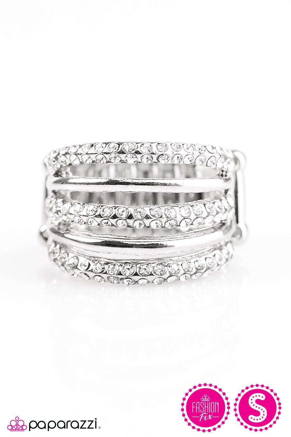 All That Sparkles Silver and White Rhinestone Ring - Paparazzi Accessories- lightbox - CarasShop.com - Paparazzi Jewelry by Cara Jewels