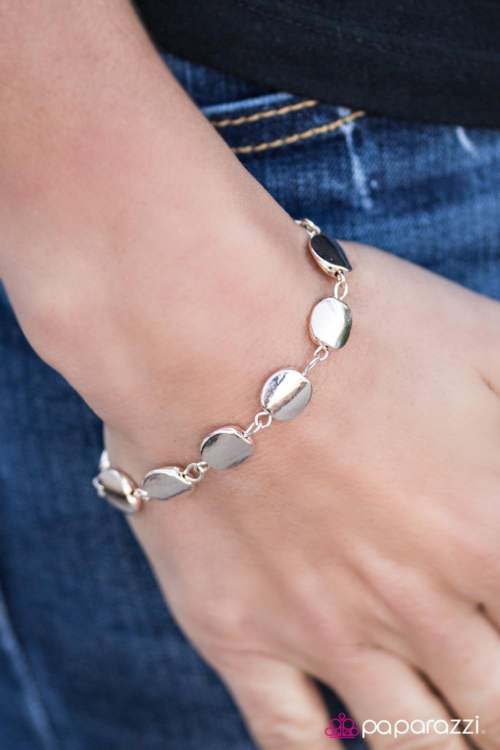 All The BRIGHT Moves Rose Gold Bracelet - Paparazzi Accessories- on model - CarasShop.com - Paparazzi Jewelry by Cara Jewels