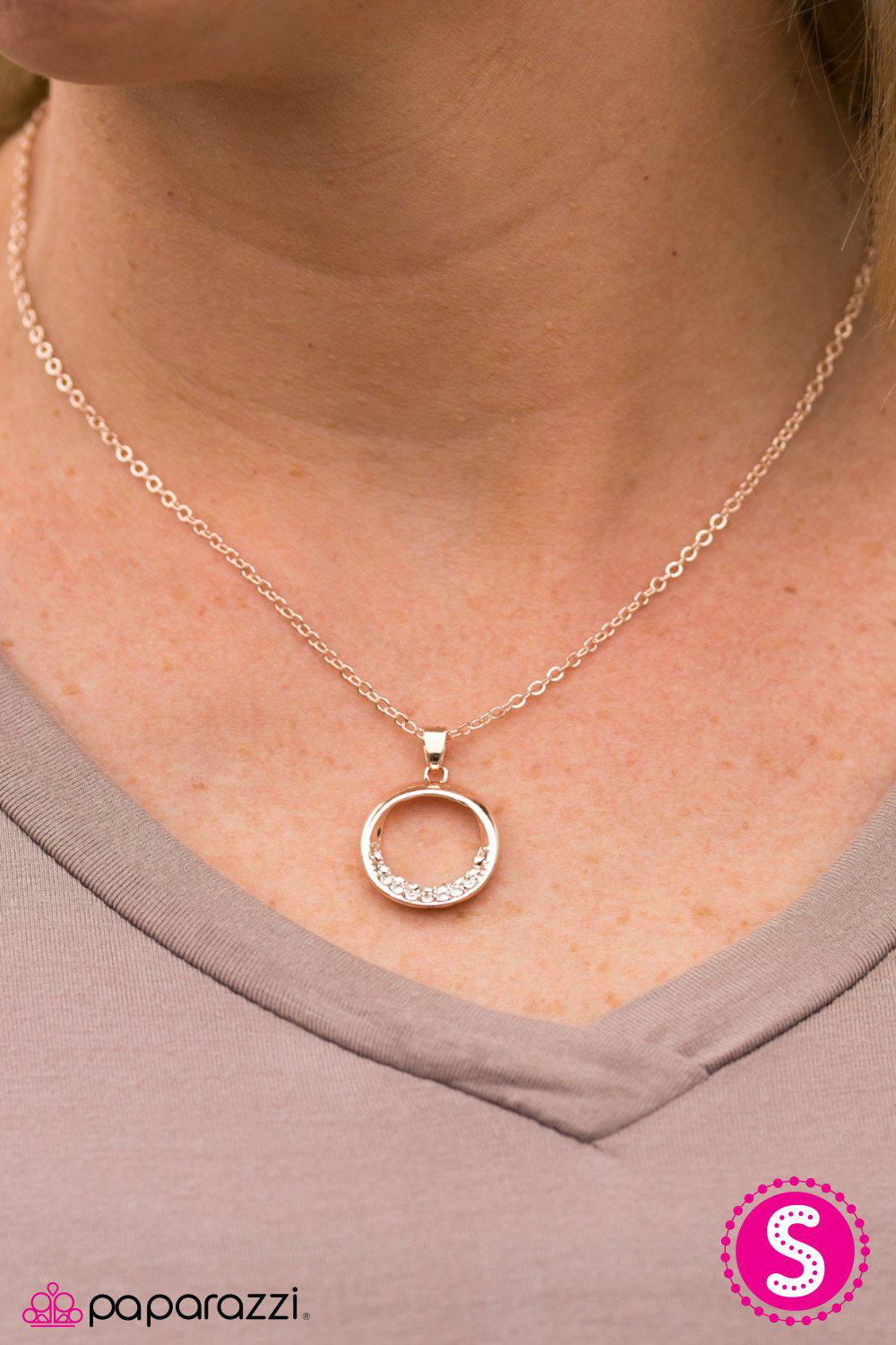 All The Glitter In The World Rose Gold Necklace - Paparazzi Accessories- on model - CarasShop.com - Paparazzi Jewelry by Cara Jewels