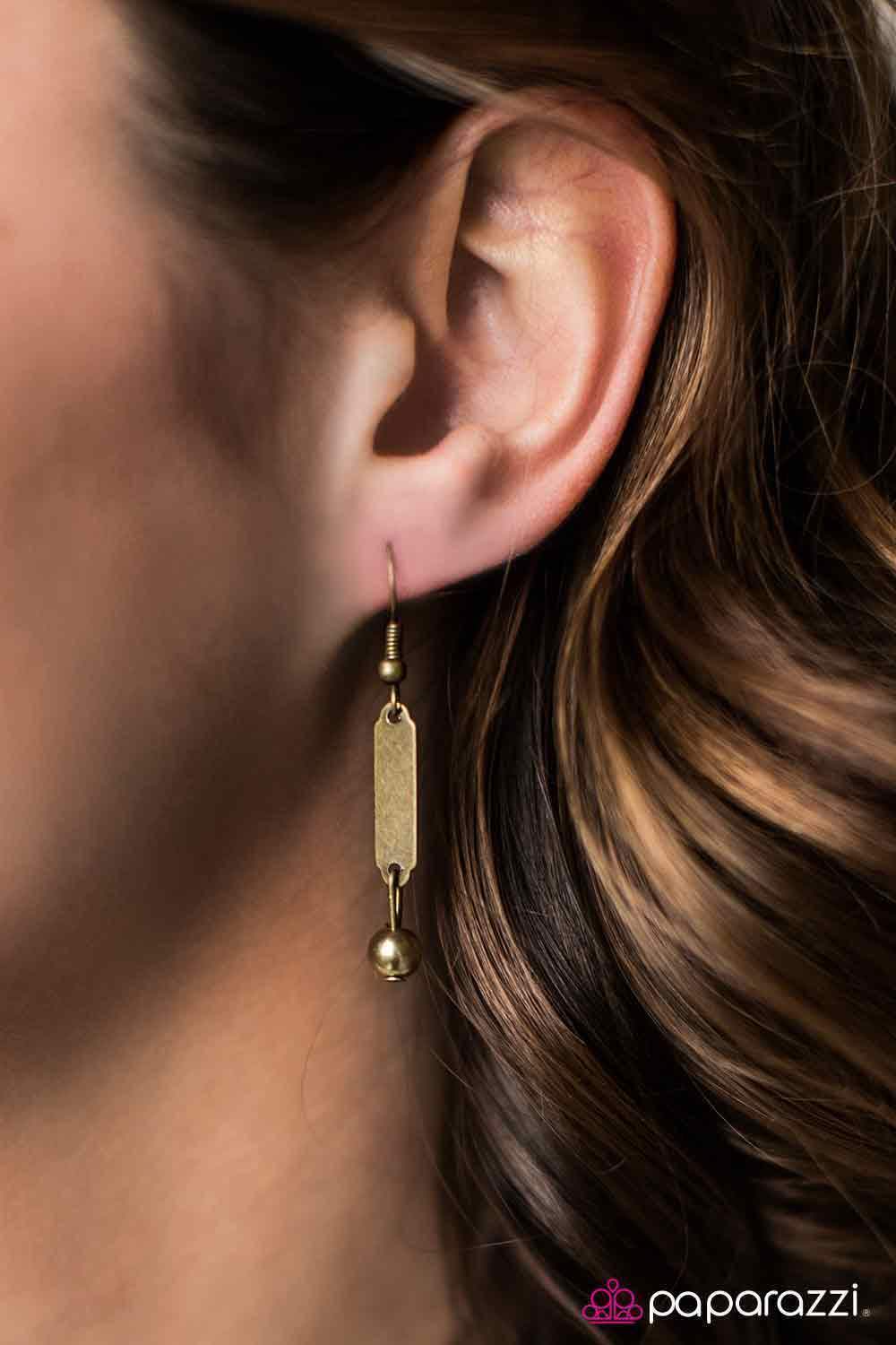 All The Right Moves Brass Fringe Necklace - Paparazzi Accessories - free matching earrings -CarasShop.com - Paparazzi Jewelry by Cara Jewels