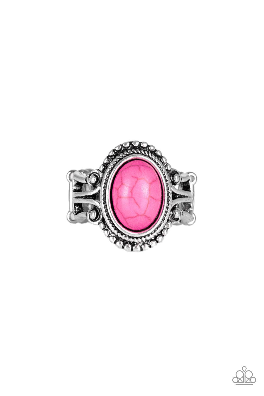 All The World's A STAGECOACH Pink Stone Ring - Paparazzi Accessories- lightbox - CarasShop.com - Paparazzi Jewelry by Cara Jewels