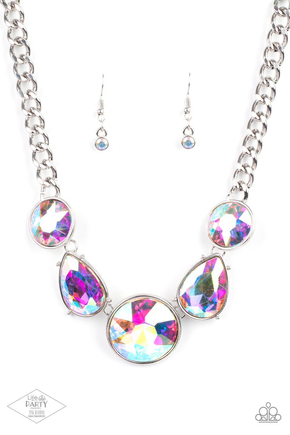 All The World's My Stage Multi Iridescent Rhinestone Necklace - Paparazzi Accessories- lightbox - CarasShop.com - Paparazzi Jewelry by Cara Jewels
