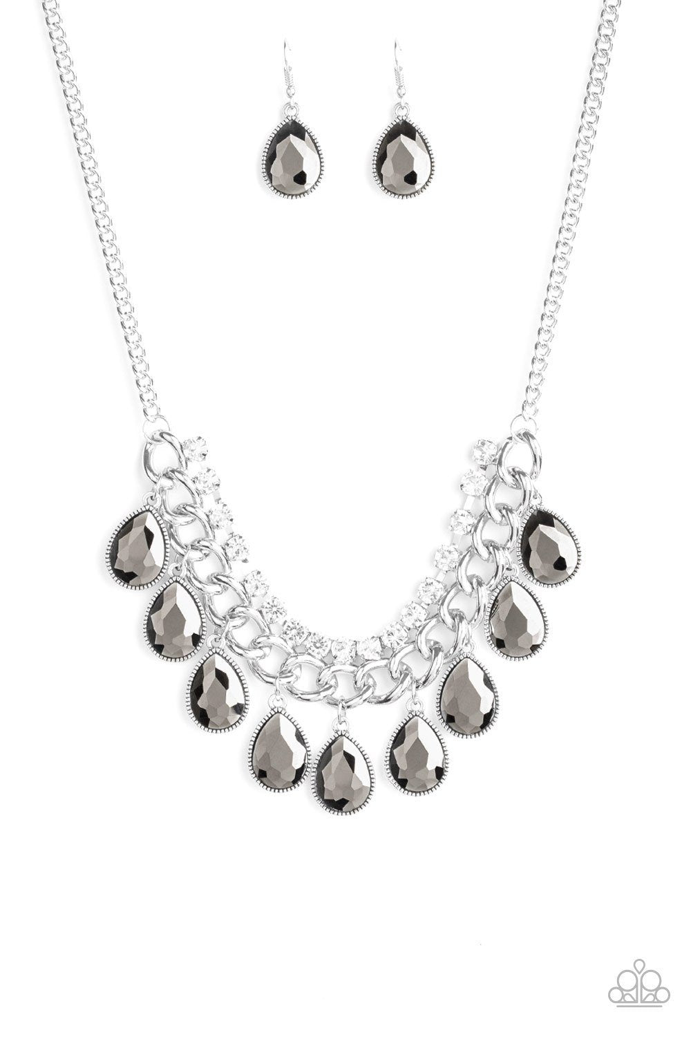 All Toget-HEIR now Silver Teardrop Necklace - Paparazzi Accessories- lightbox - CarasShop.com - Paparazzi Jewelry by Cara Jewels