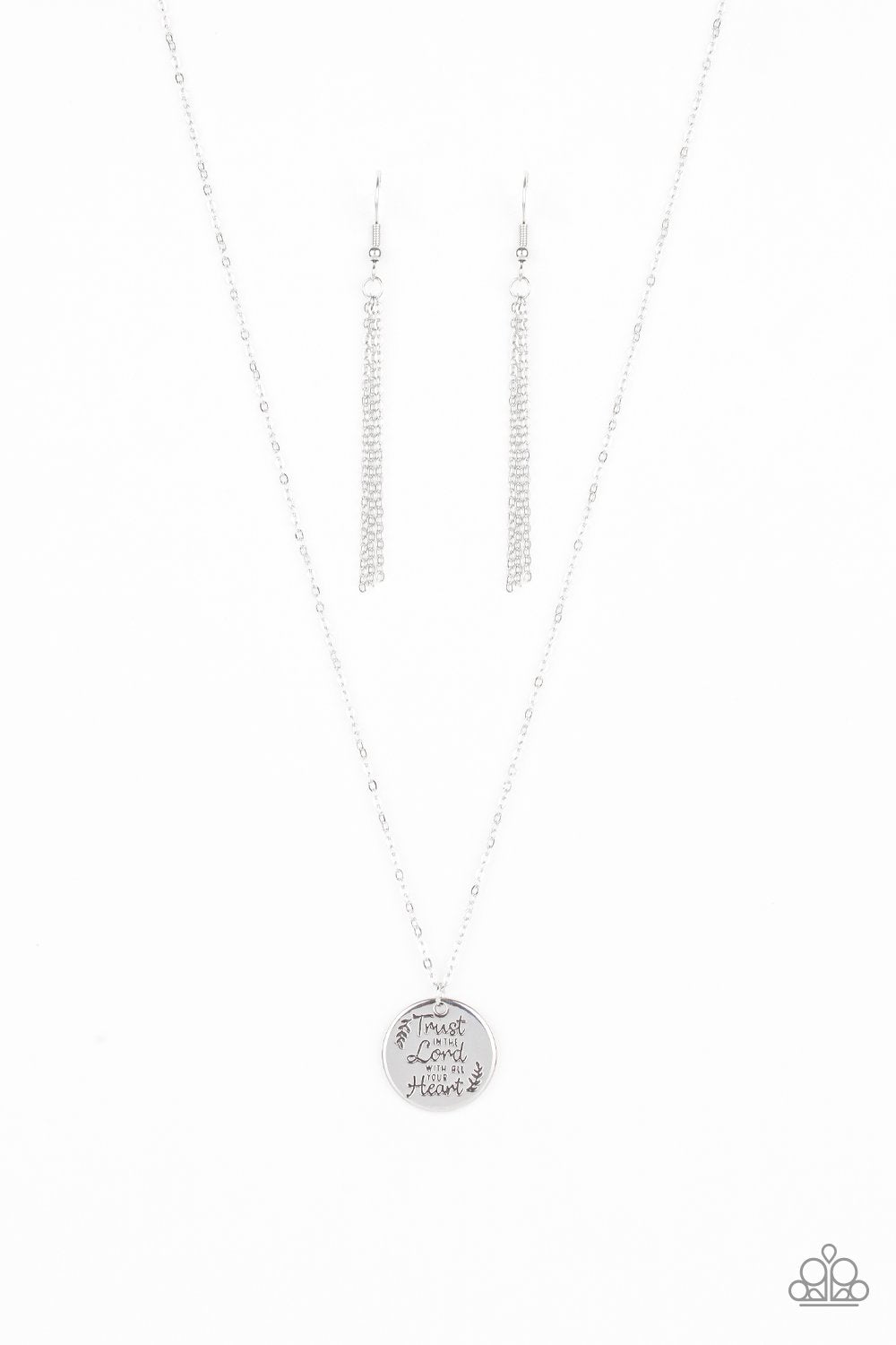 All You Need Is Trust Silver Necklace - Paparazzi Accessories- lightbox - CarasShop.com - Paparazzi Jewelry by Cara Jewels