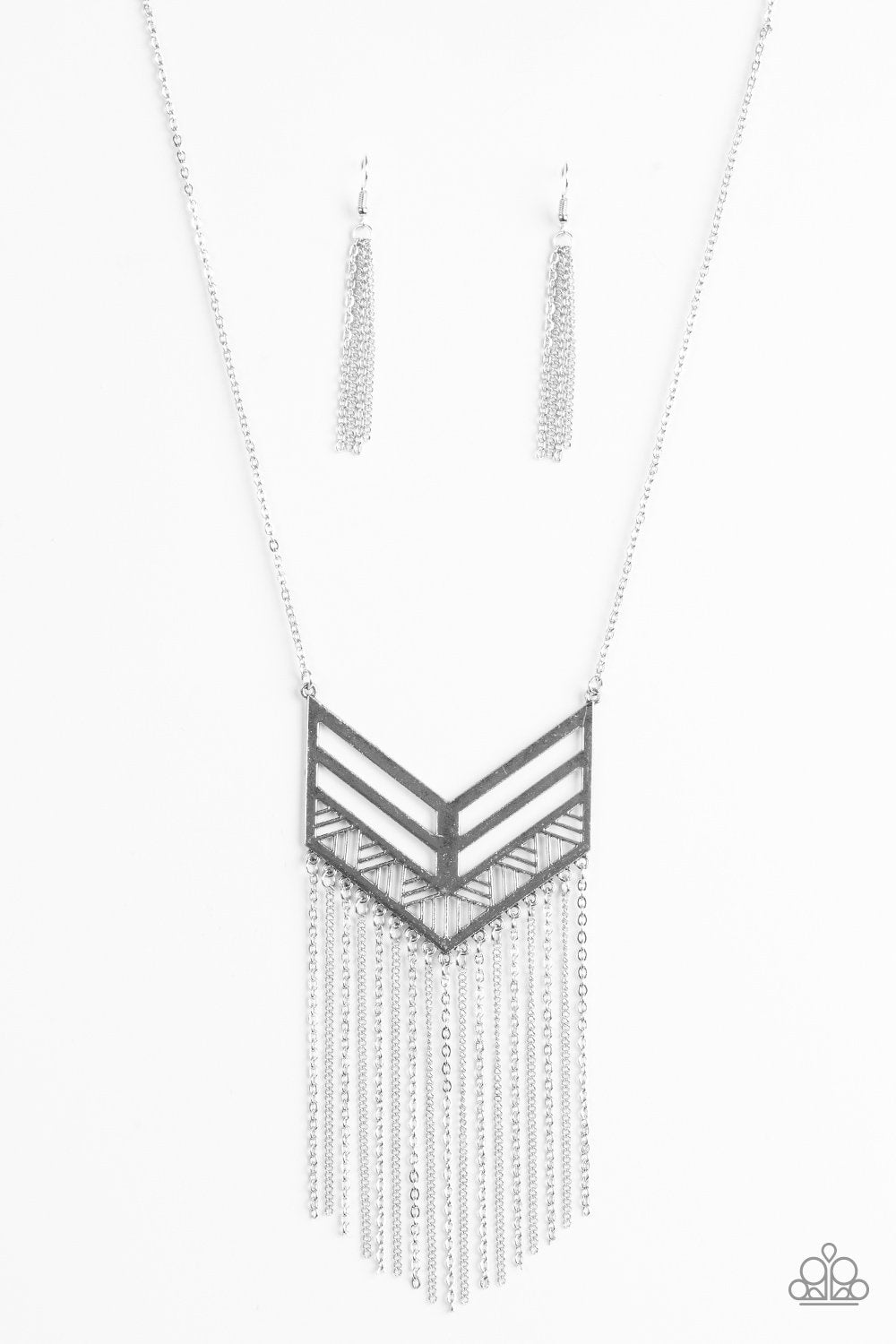 Alpha Attitude Silver Necklace - Paparazzi Accessories- lightbox - CarasShop.com - Paparazzi Jewelry by Cara Jewels