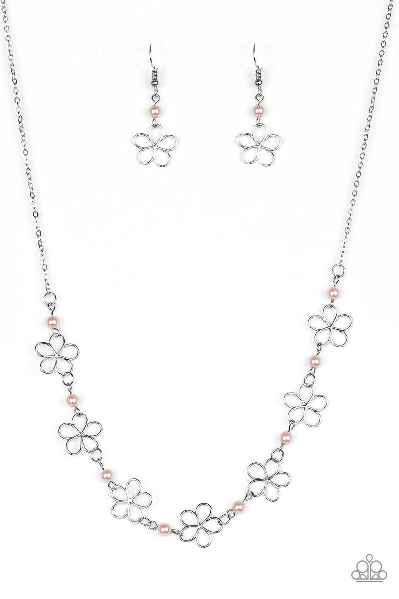 Always Abloom Pink Necklace - Paparazzi Accessories- lightbox - CarasShop.com - Paparazzi Jewelry by Cara Jewels