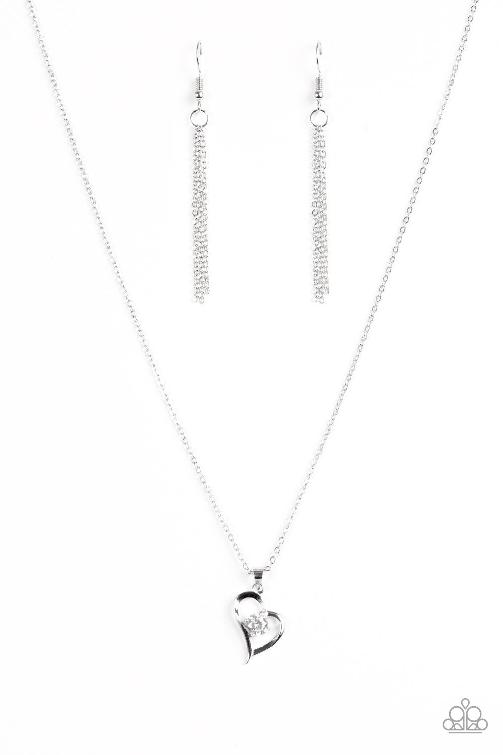 Always Be Mine White Heart Necklace - Paparazzi Accessories- lightbox - CarasShop.com - Paparazzi Jewelry by Cara Jewels