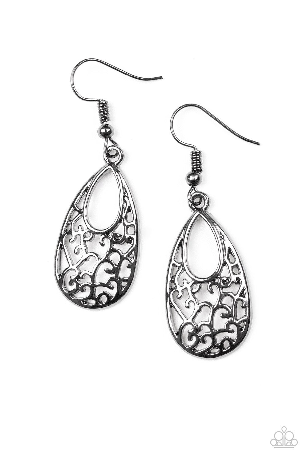 Always Be VINE Black Filigree Earrings - Paparazzi Accessories- lightbox - CarasShop.com - Paparazzi Jewelry by Cara Jewels
