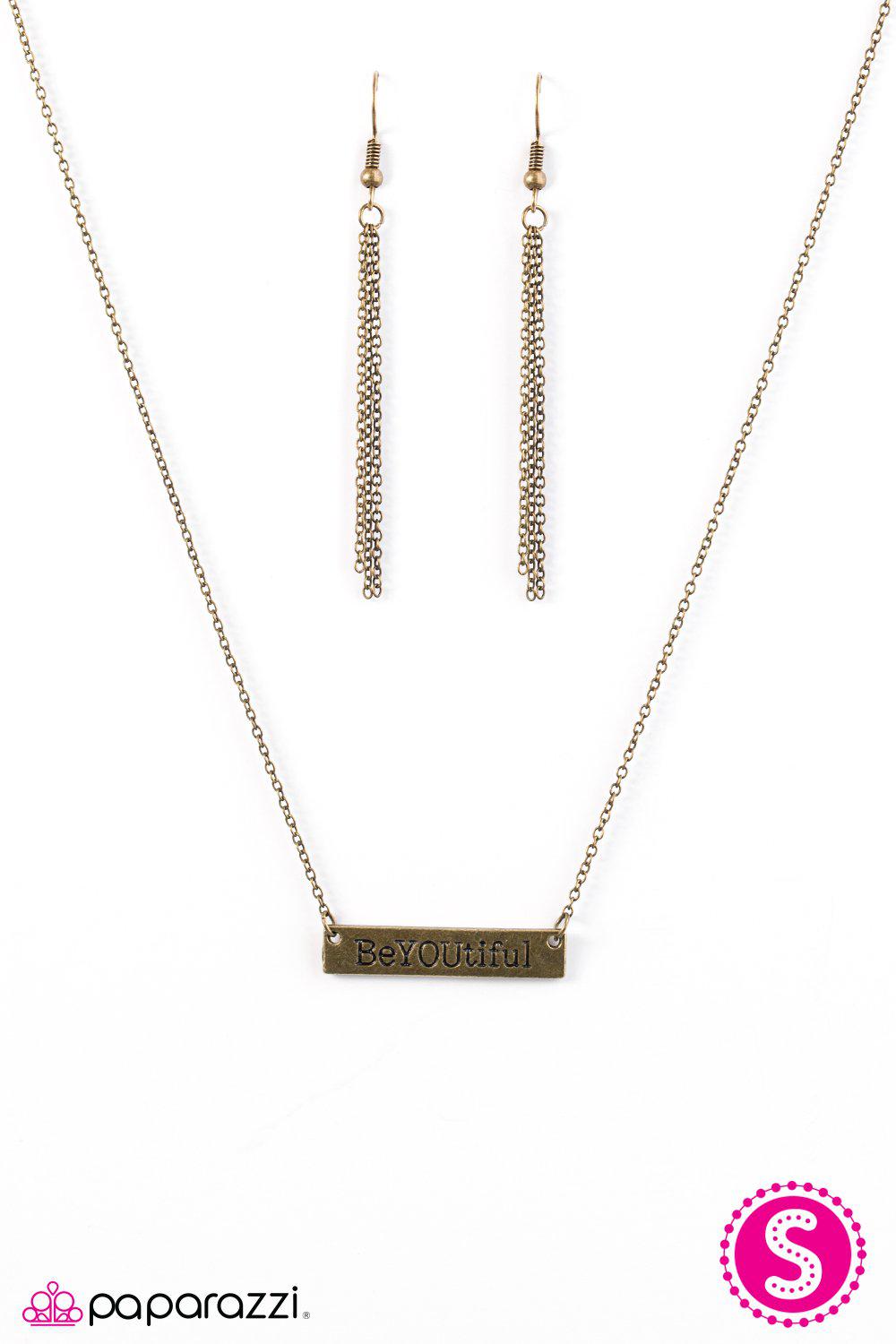 Always BeYOUtiful Brass Necklace - Paparazzi Accessories- lightbox - CarasShop.com - Paparazzi Jewelry by Cara Jewels
