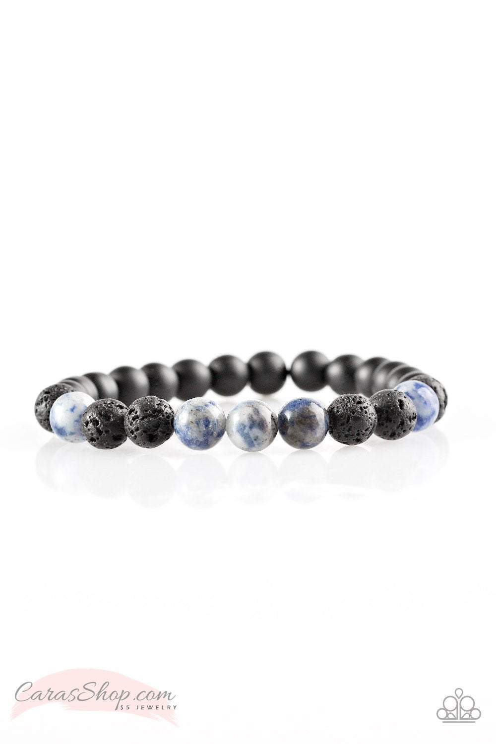 Ambition Blue Lava Rock Stretch Bracelet - Paparazzi Accessories- lightbox - CarasShop.com - Paparazzi Jewelry by Cara Jewels