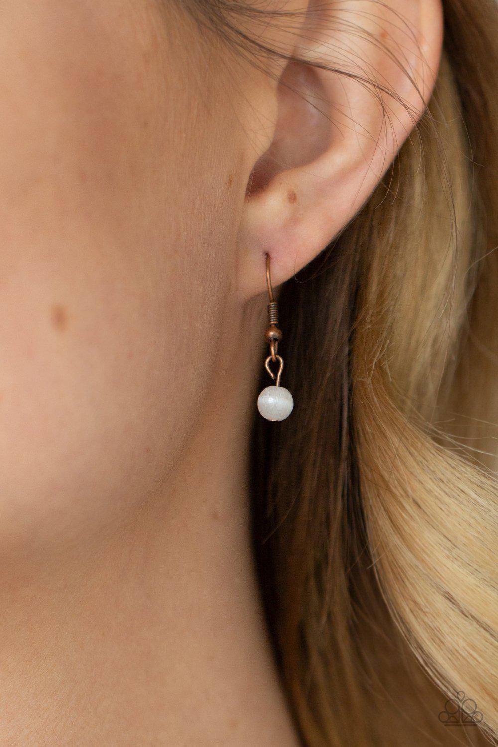 Amulet Avenue Copper Cat's Eye Stone Necklace - Paparazzi Accessories - free matching earrings -CarasShop.com - Paparazzi Jewelry by Cara Jewels