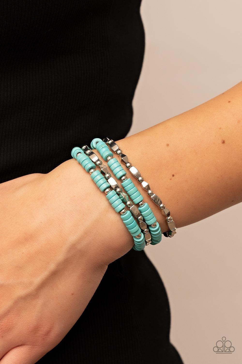 Anasazi Apothecary Turquoise Blue Stone Bracelet - Paparazzi Accessories- on model - CarasShop.com - Paparazzi Jewelry by Cara Jewels