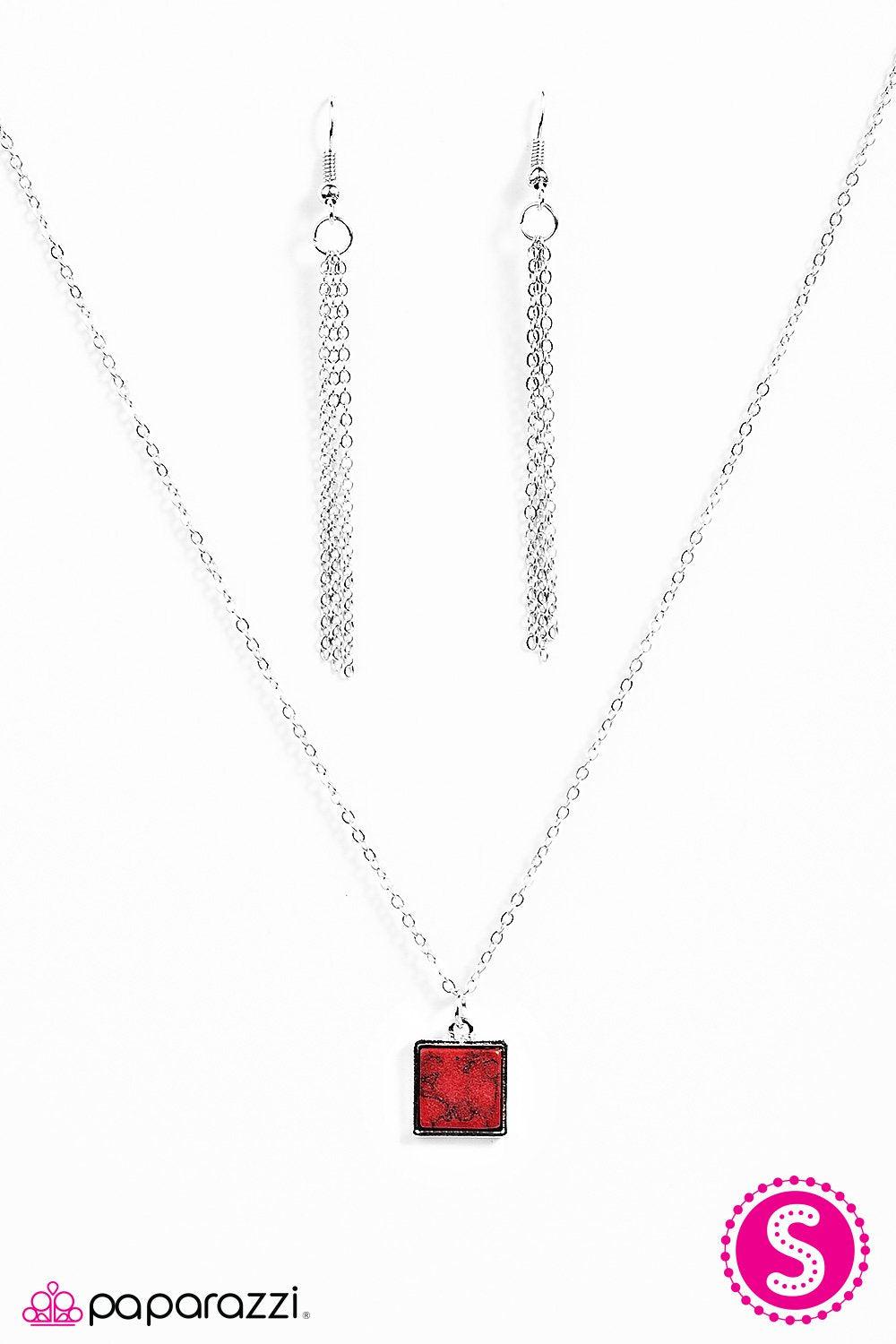 Anasazi Cliffs Red Stone Necklace - Paparazzi Accessories- lightbox - CarasShop.com - Paparazzi Jewelry by Cara Jewels