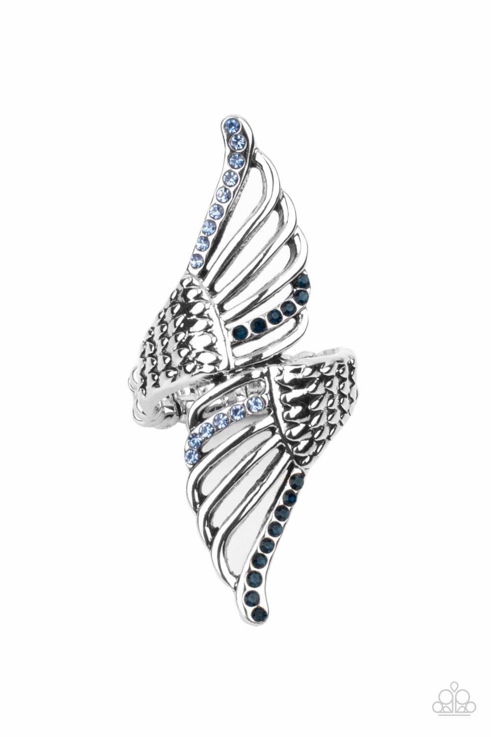 Angels Among Us Blue Rhinestone Ring - Paparazzi Accessories- lightbox - CarasShop.com - Paparazzi Jewelry by Cara Jewels