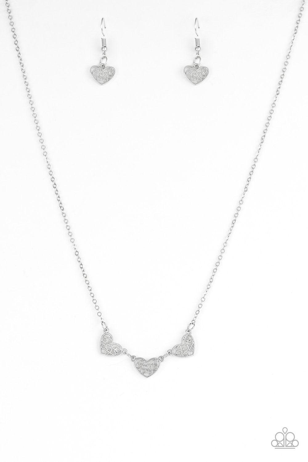 Another Love Story Silver Filigree Heart Necklace - Paparazzi Accessories- lightbox - CarasShop.com - Paparazzi Jewelry by Cara Jewels
