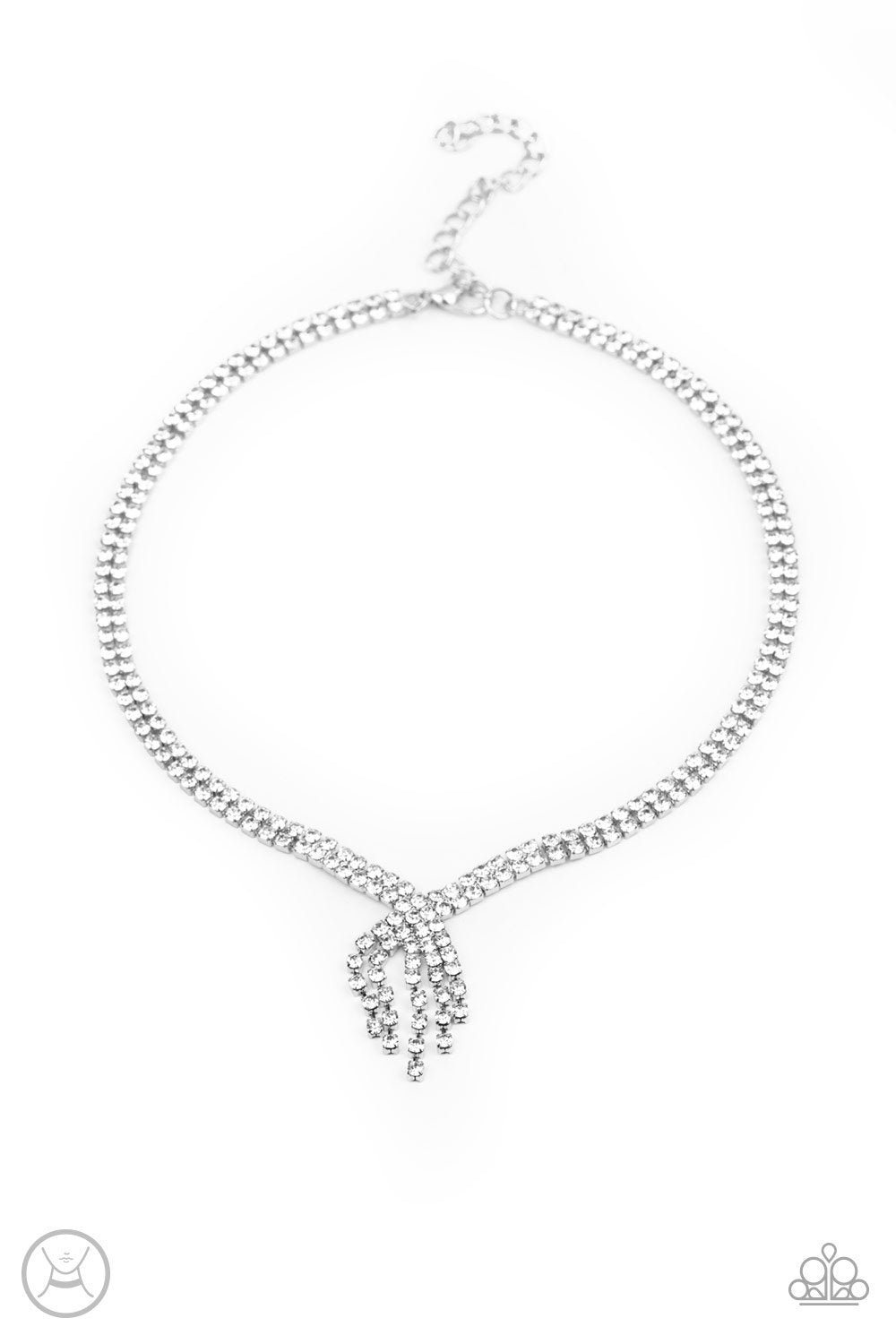 Ante Up White Rhinestone Choker Necklace - Paparazzi Accessories- lightbox - CarasShop.com - Paparazzi Jewelry by Cara Jewels