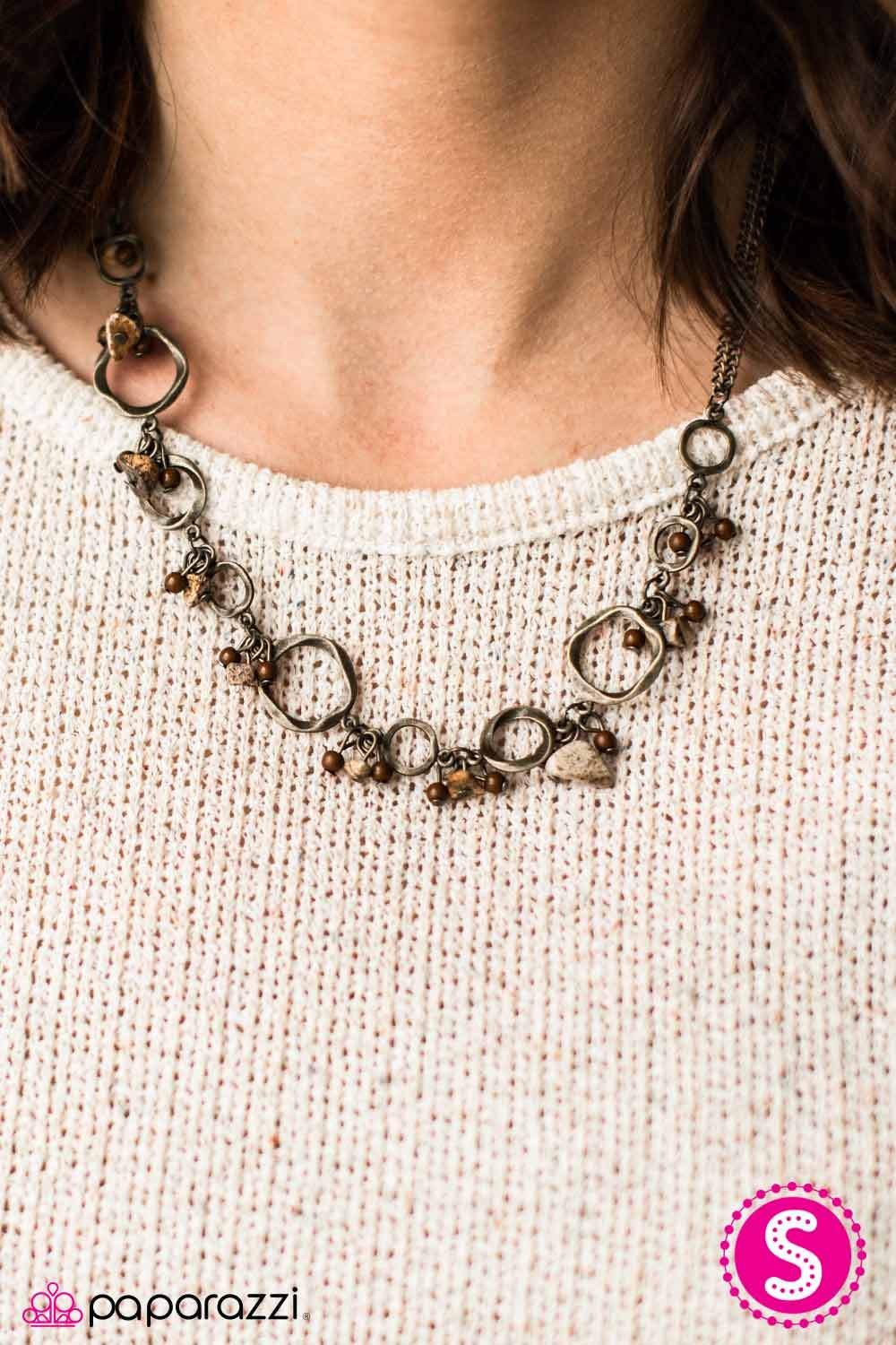 Are You Shore Brass Necklace - Paparazzi Accessories- on model - CarasShop.com - Paparazzi Jewelry by Cara Jewels