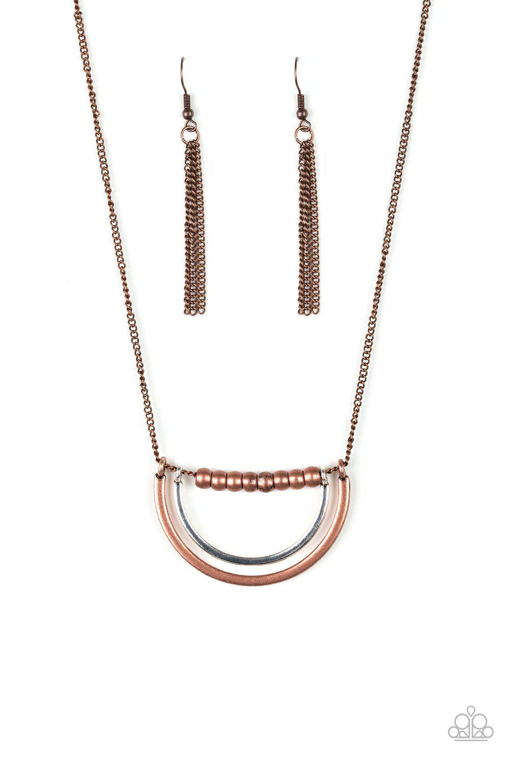 Artificial Arches Copper Necklace - Paparazzi Accessories- lightbox - CarasShop.com - Paparazzi Jewelry by Cara Jewels