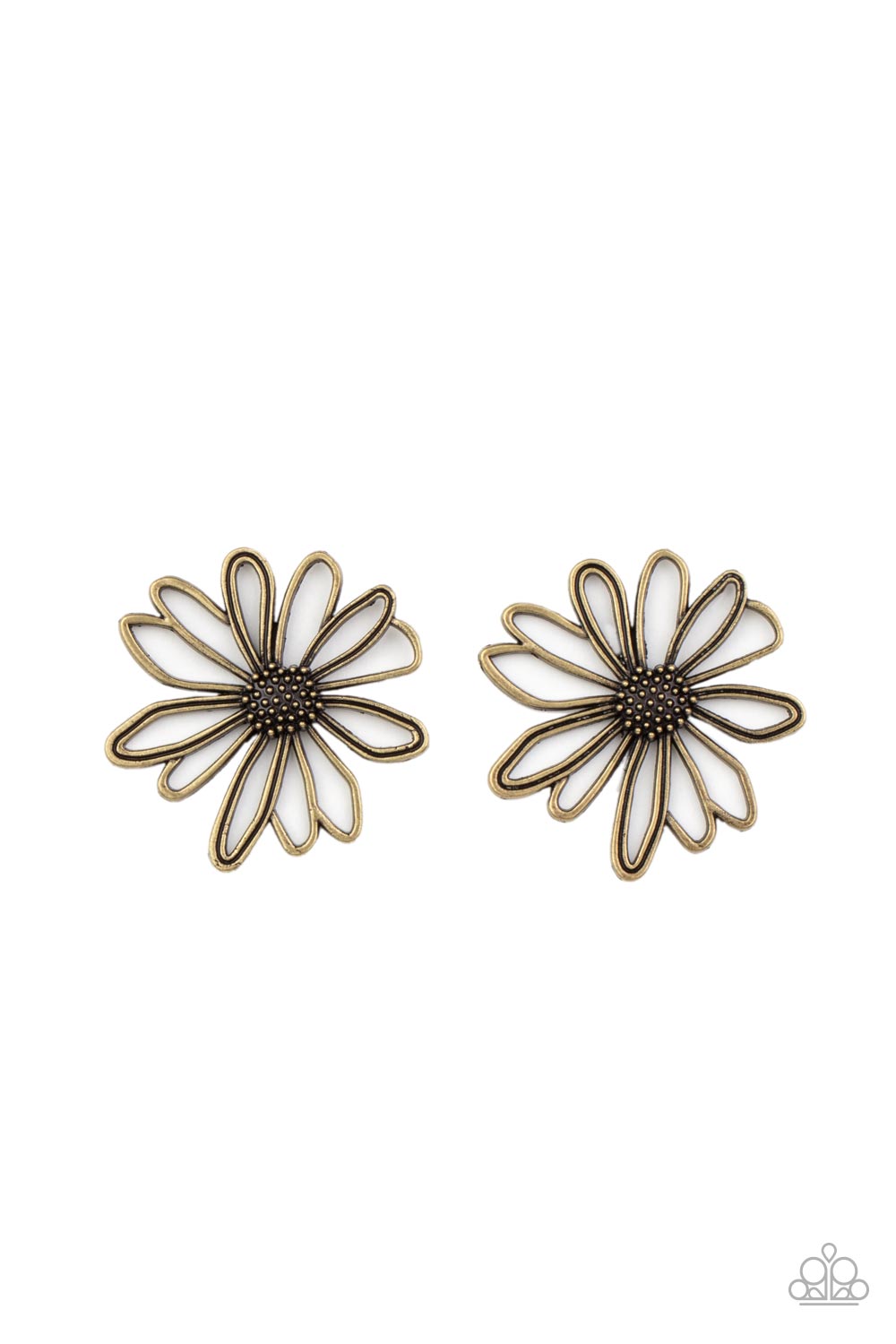 Artisan Arbor Brass Daisy Post Earrings - Paparazzi Accessories- lightbox - CarasShop.com - Paparazzi Jewelry by Cara Jewels