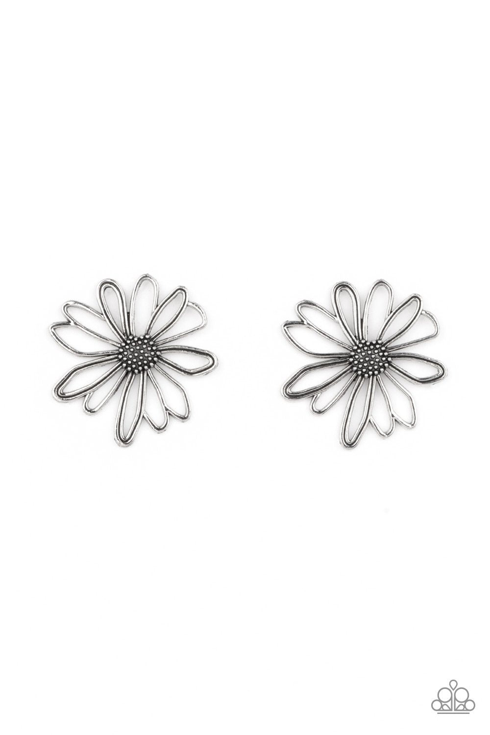Artisan Arbor Silver Flower Post Earrings - Paparazzi Accessories- lightbox - CarasShop.com - Paparazzi Jewelry by Cara Jewels