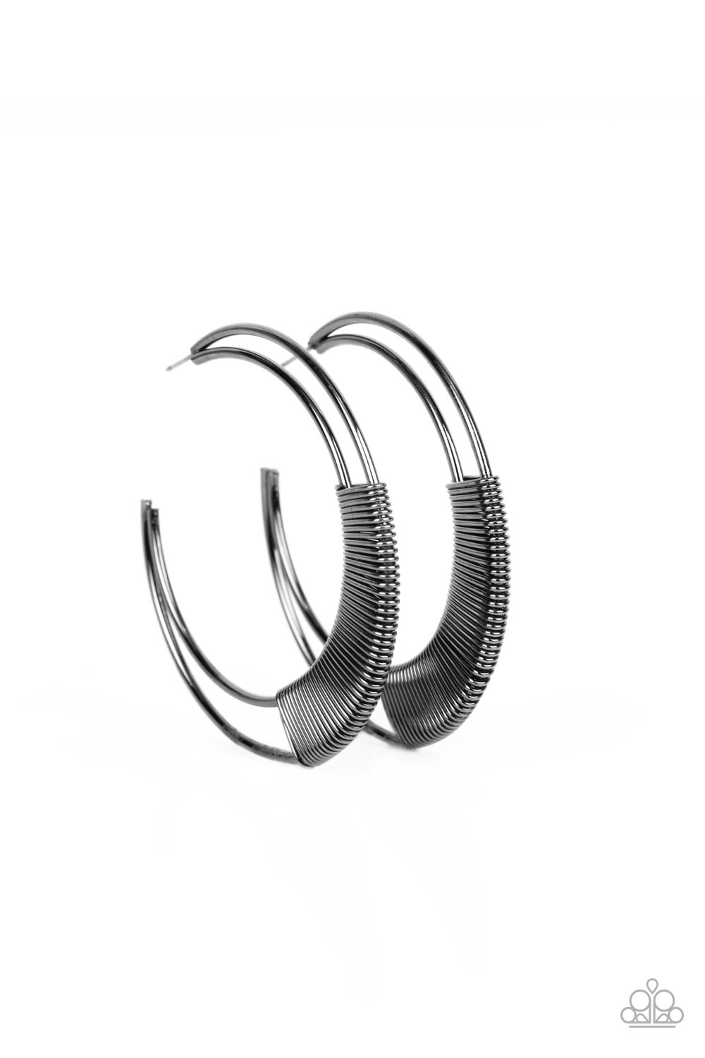 Artisan Attitude Gunmetal Black Hoop Earrings - Paparazzi Accessories- lightbox - CarasShop.com - Paparazzi Jewelry by Cara Jewels