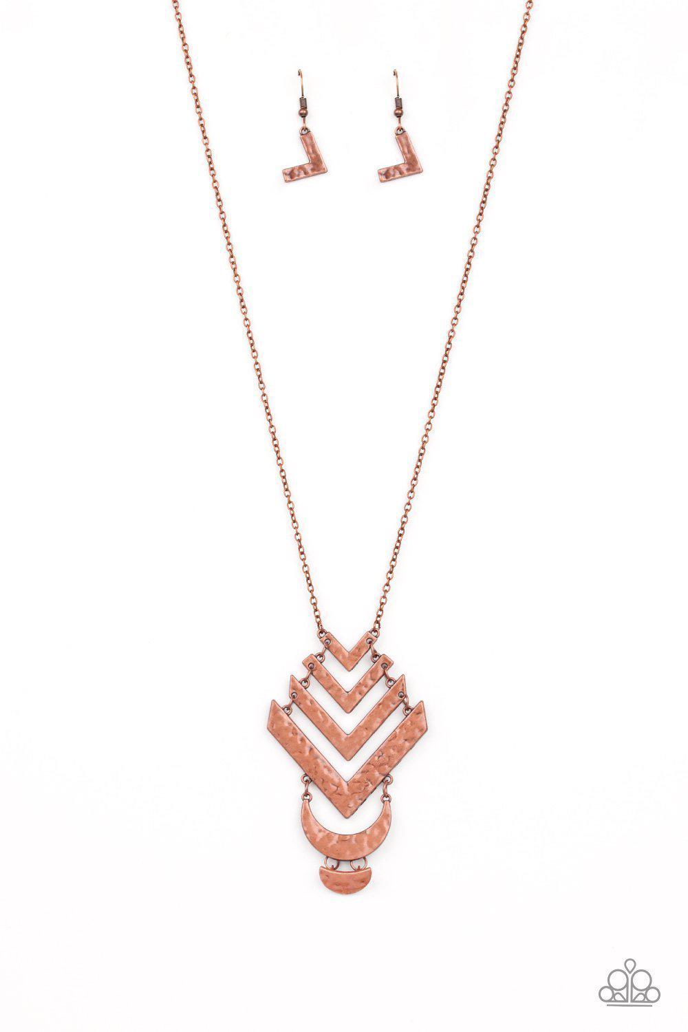 Artisan Edge Copper Necklace - Paparazzi Accessories- lightbox - CarasShop.com - Paparazzi Jewelry by Cara Jewels