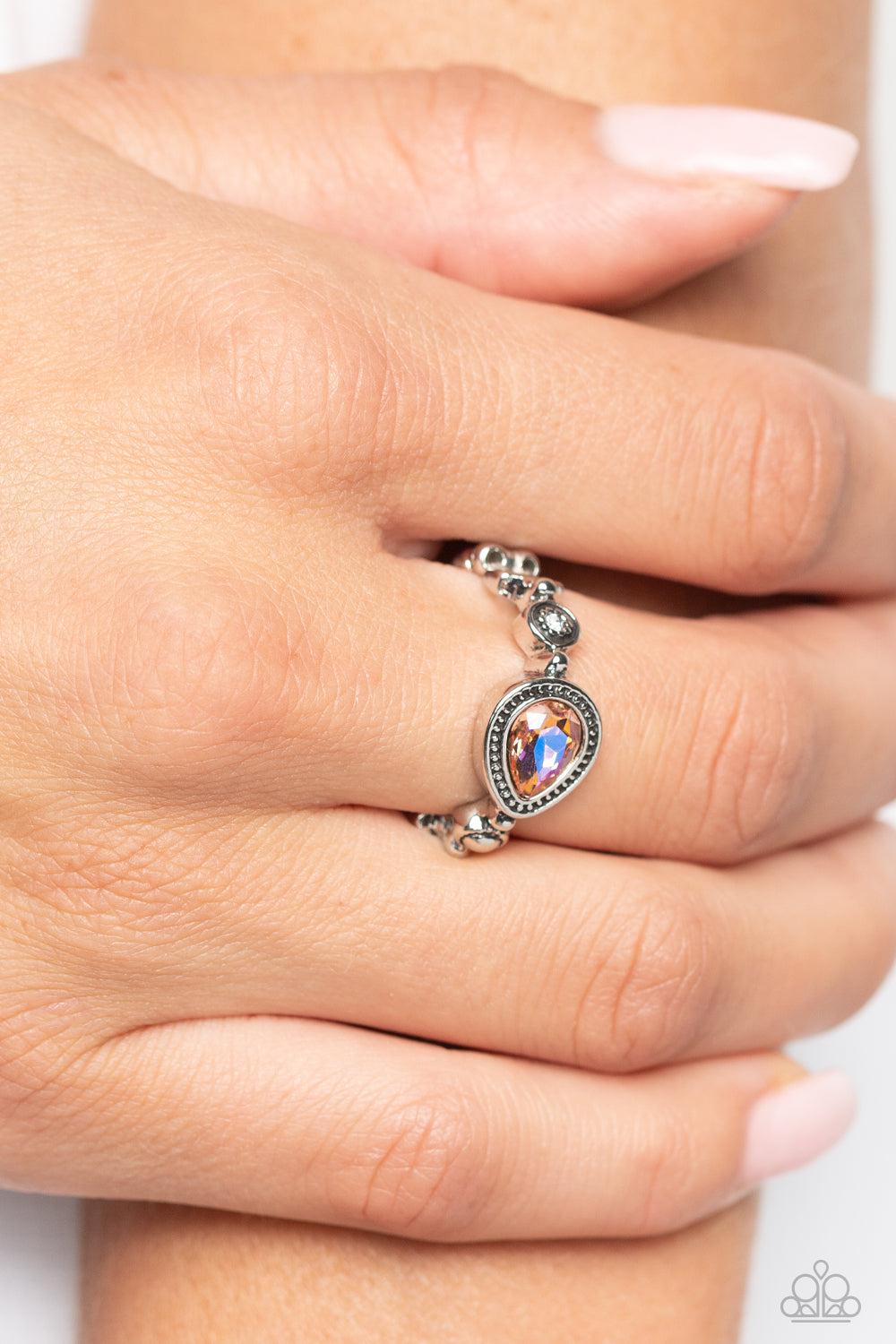 Artistic Artifact Orange Ring - Paparazzi Accessories- on model - CarasShop.com - Paparazzi Jewelry by Cara Jewels