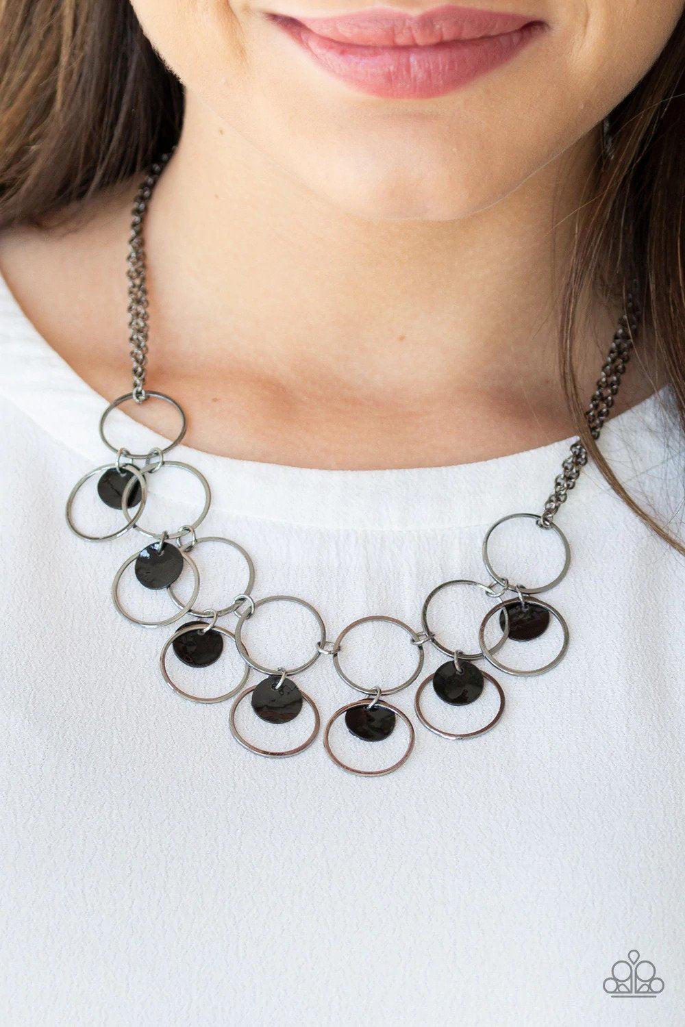 Ask And You SHELL Receive Gunmetal Black Necklace - Paparazzi Accessories- lightbox - CarasShop.com - Paparazzi Jewelry by Cara Jewels