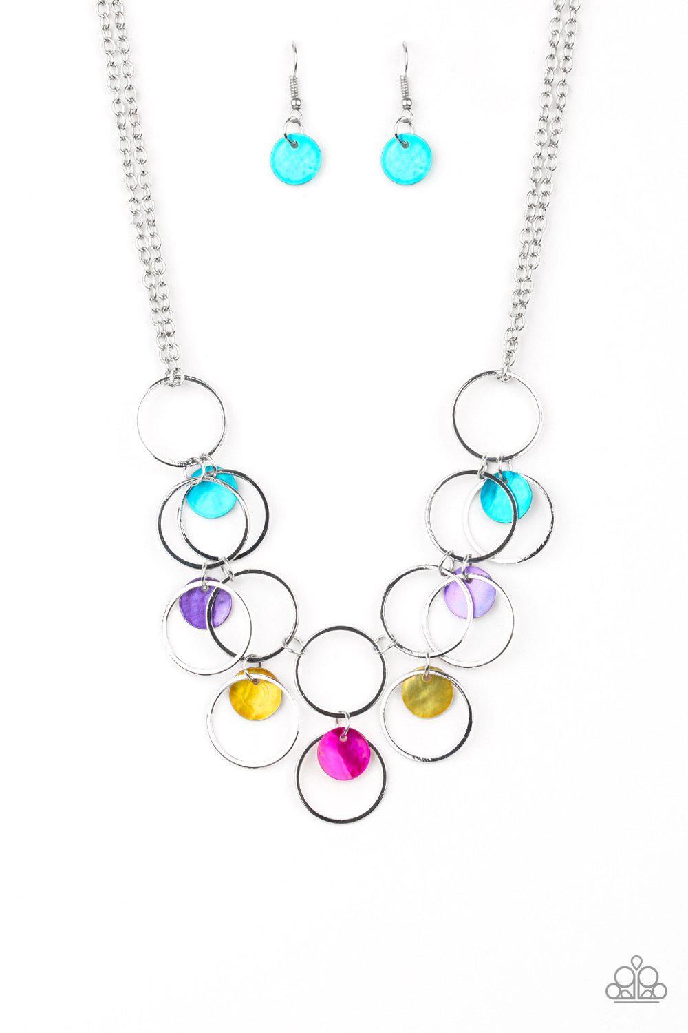 Ask and You SHELL Receive Silver and Multicolor Shell Necklace - Paparazzi Accessories- lightbox - CarasShop.com - Paparazzi Jewelry by Cara Jewels