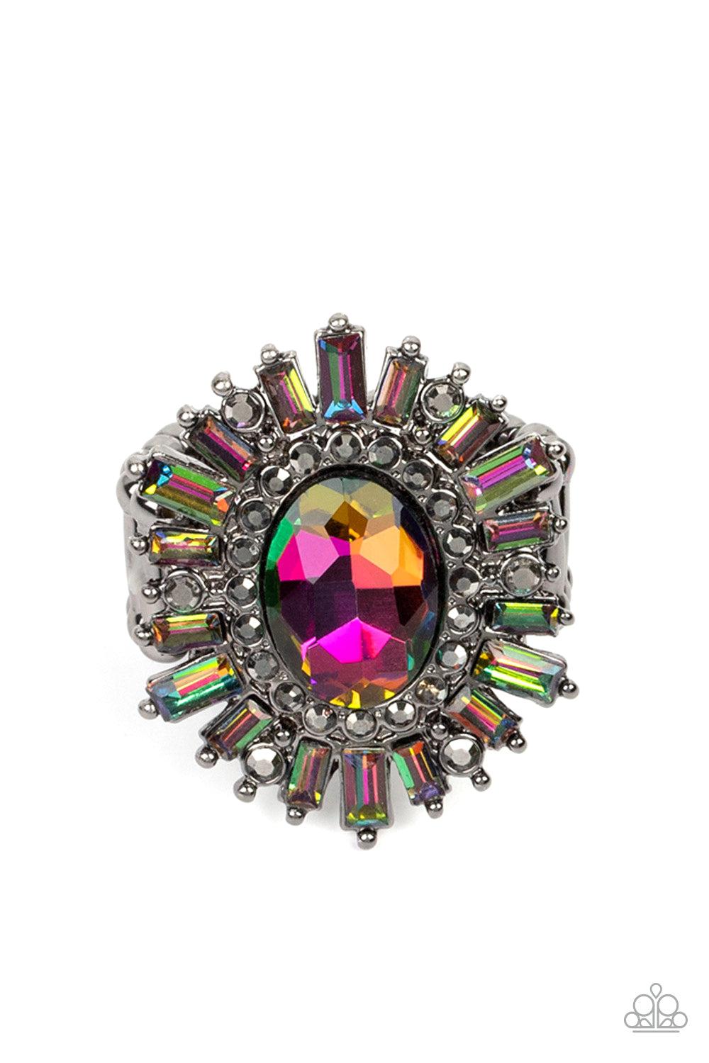Astral Attitude Multi Oil Spill Rhinestone Ring - Paparazzi Accessories- lightbox - CarasShop.com - Paparazzi Jewelry by Cara Jewels