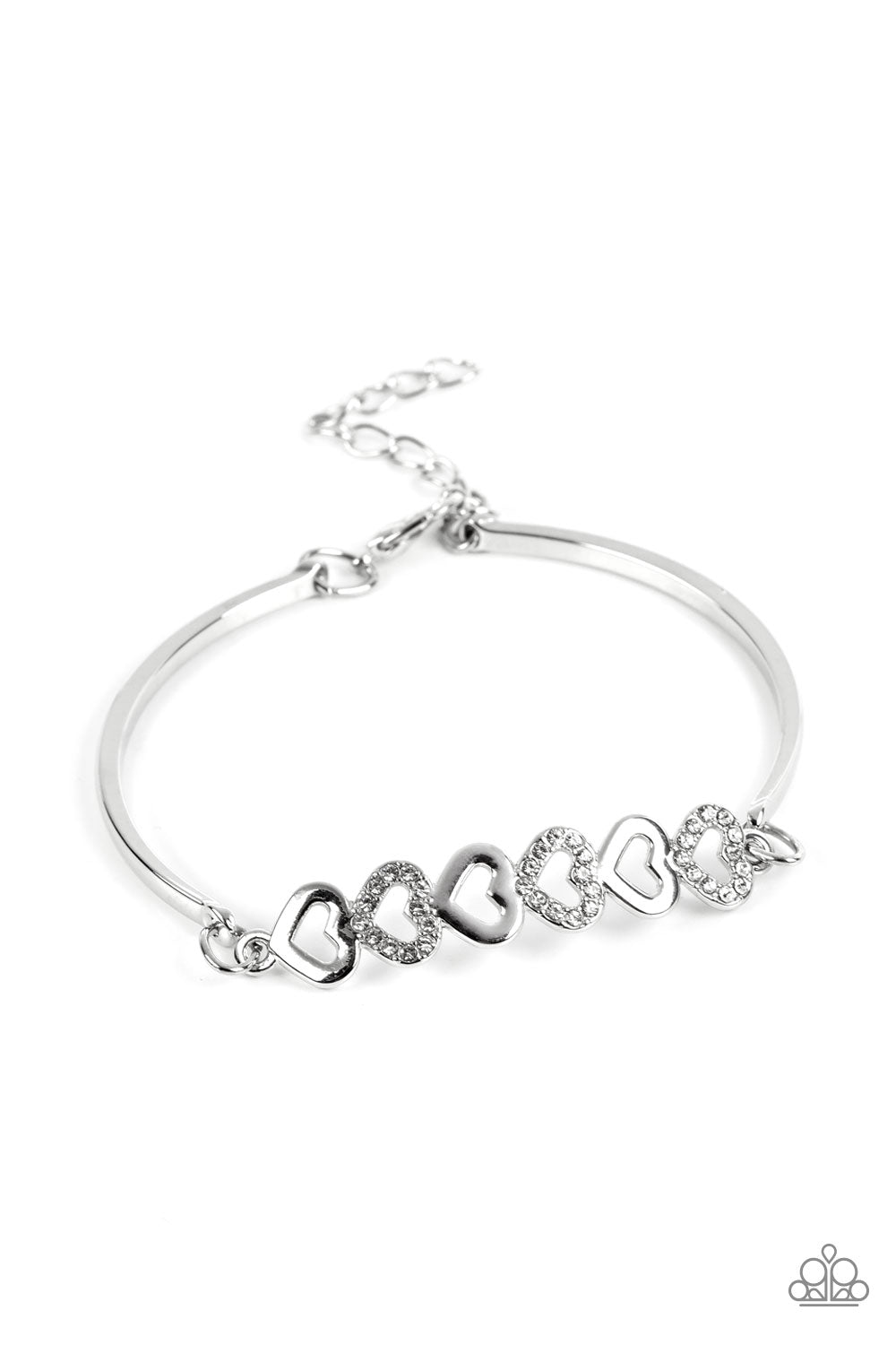 Attentive Admirer White Heart Bracelet - Paparazzi Accessories- lightbox - CarasShop.com - Paparazzi Jewelry by Cara Jewels
