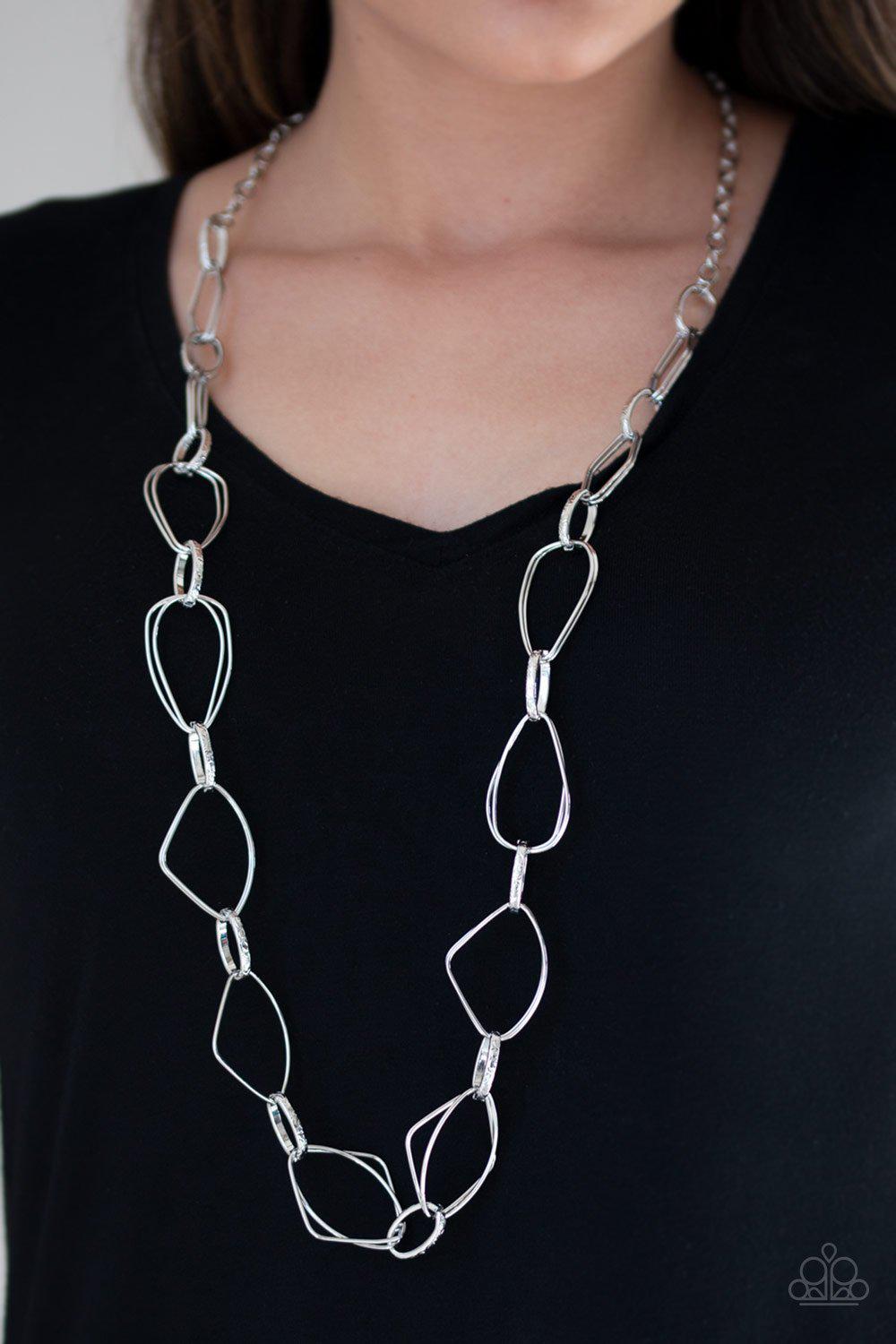Attitude Adjustment Silver Necklace - Paparazzi Accessories- on model - CarasShop.com - Paparazzi Jewelry by Cara Jewels