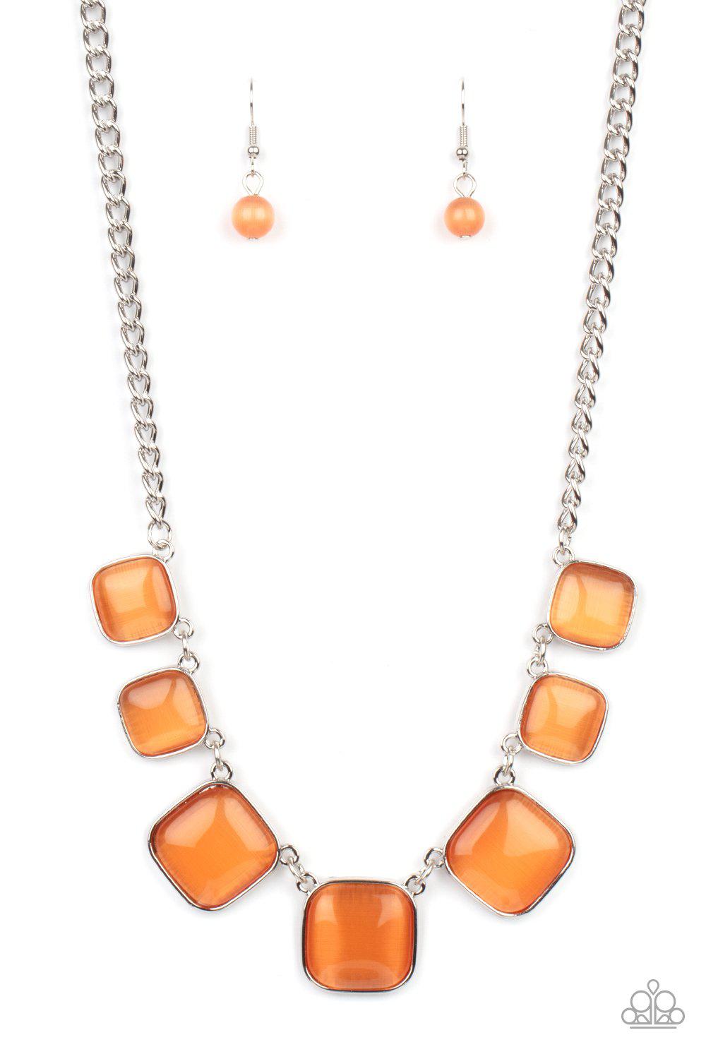 Aura Allure Orange Cat's Eye Stone Necklace - Paparazzi Accessories- lightbox - CarasShop.com - Paparazzi Jewelry by Cara Jewels